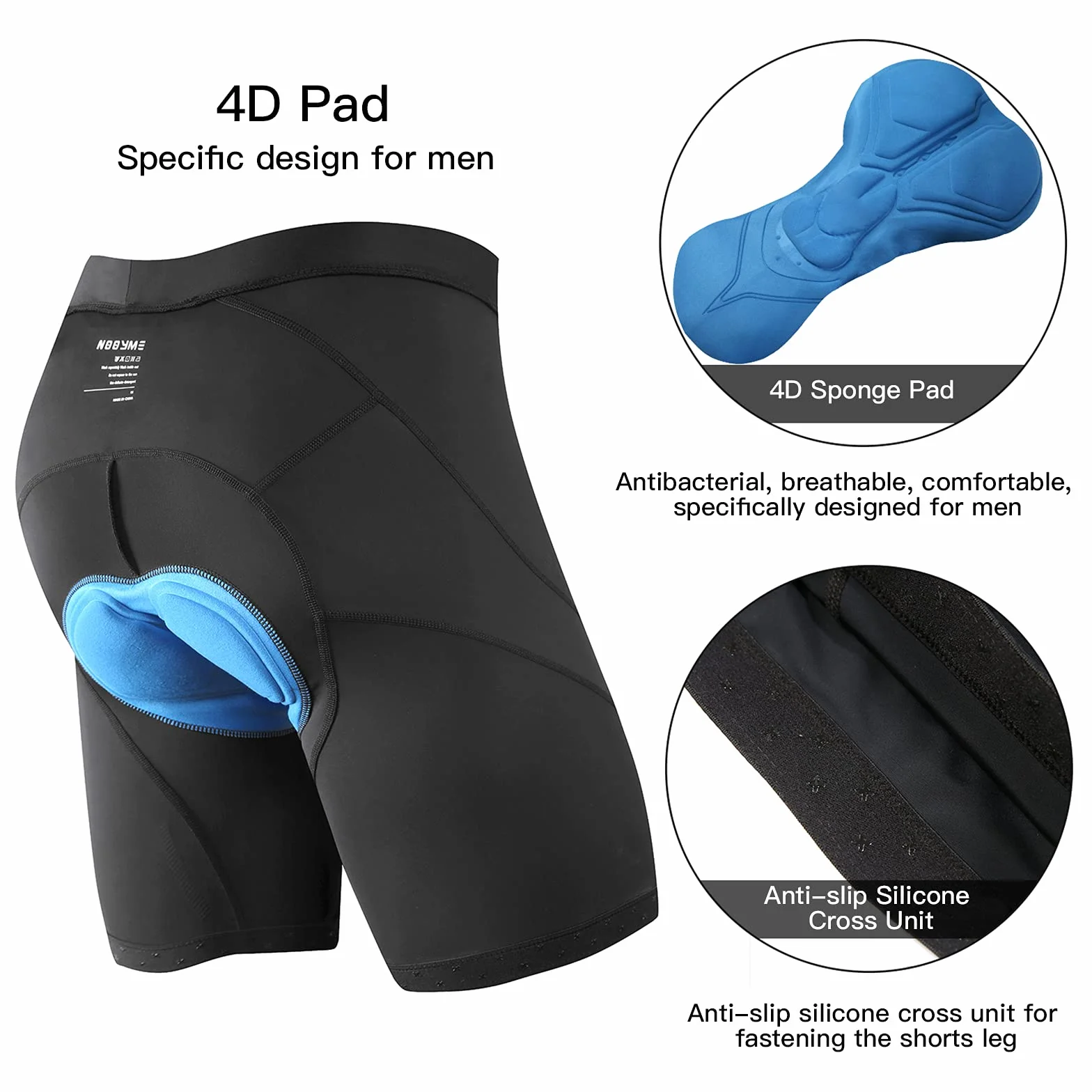 NOOYME Pantaloncini da Ciclismo Uomo Pantaloni Ciclismo con 4D Gel Imbottitura Asciugatura Rapida Traspiranti Elastici per MTB Bici Bicicletta Moto