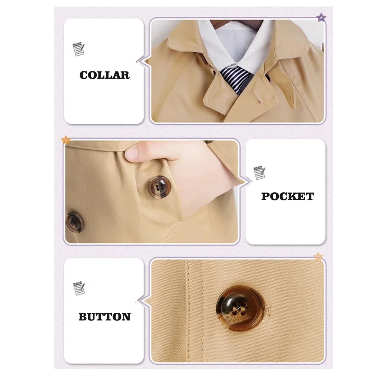 Giacca a Vento da Bambino Bambina Ragazzo Doppio Petto Elegante Trench Cappotto con Cintura 2-10 Anni