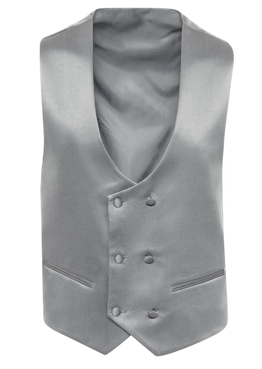 Evoga Gilet panciotto uomo sartoriale slim fit doppiopetto in raso