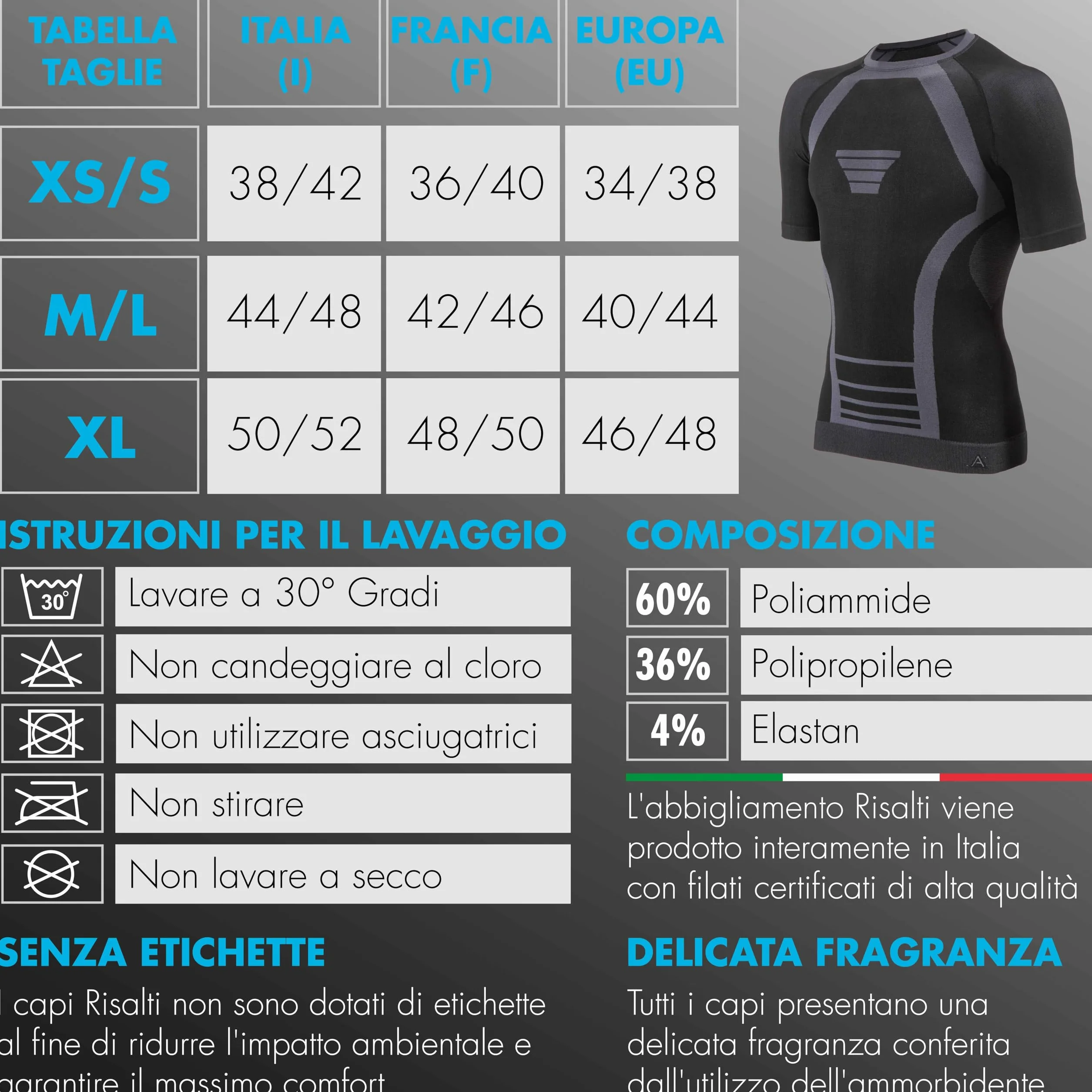 Risalti Maglia Termica Uomo e Donna Extreme Unisex - Intimo Termico Manica Corta Traspirante, Abbigliamento Termico Tecnico Invernale Senza Cuciture - Made in Italy