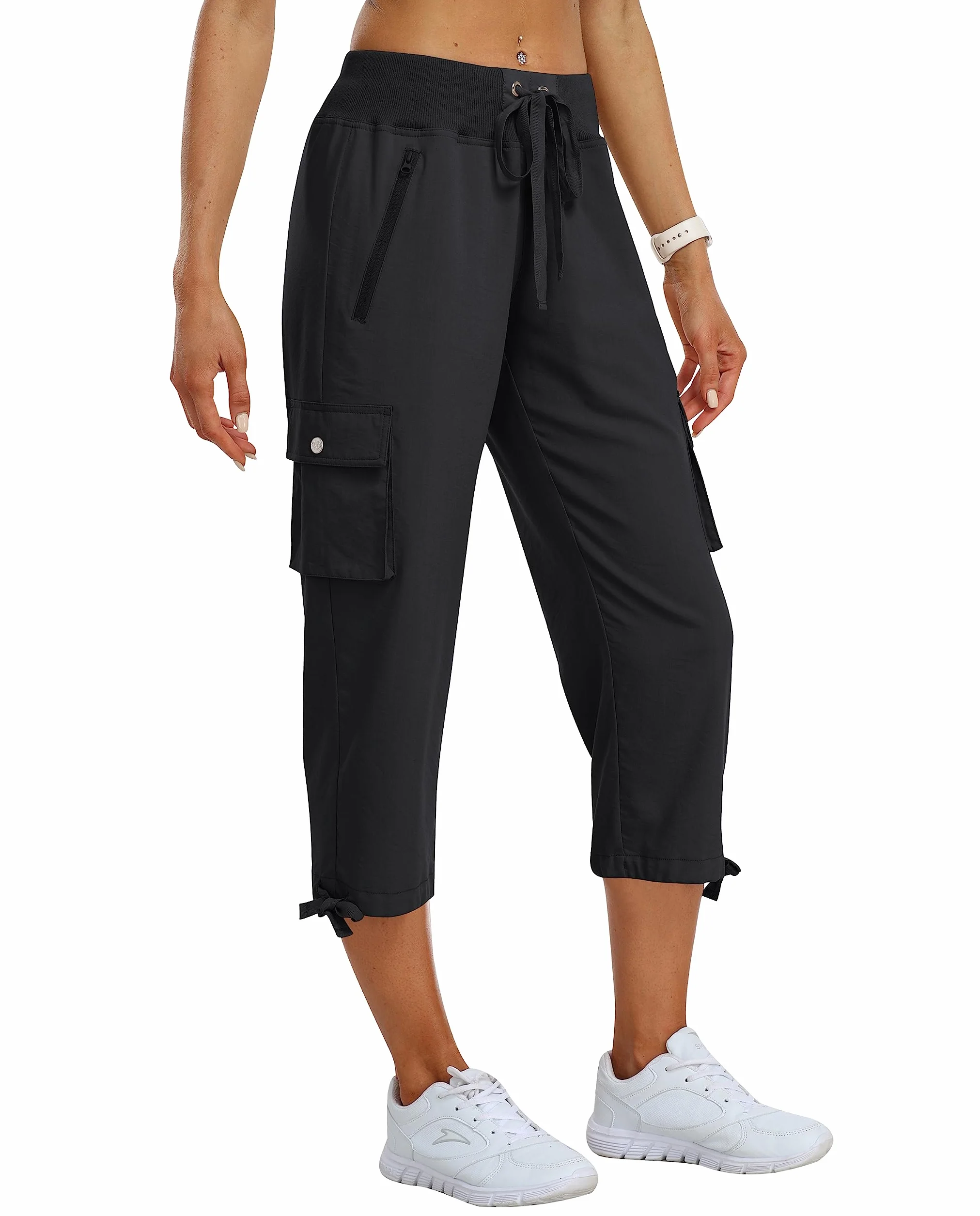 MoFiz Pantaloni Cargo Donna Capri Pantaloni Estivi 3/4 Leggeri Outdoor Escursionismo Pantaloni Traspiranti con Tasche Zip
