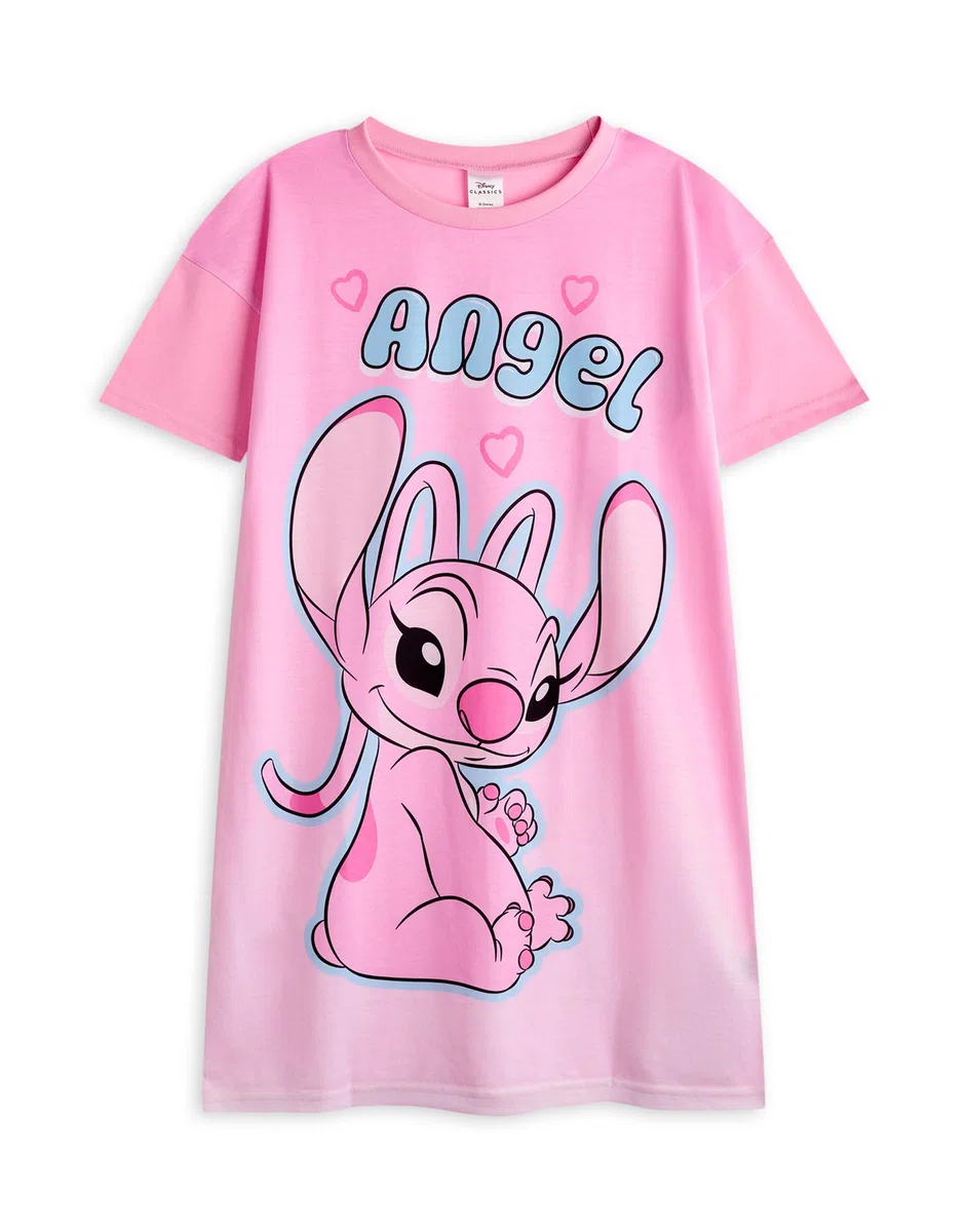 Disney Set Pigiama e Camicia da Notte per Ragazze Angel & Stitch, Confezione da 2 | T-Shirt da Notte a Maniche Lunghe e Pantaloni del Pigiama per Bambini con Stampa Grafica dei Personaggi