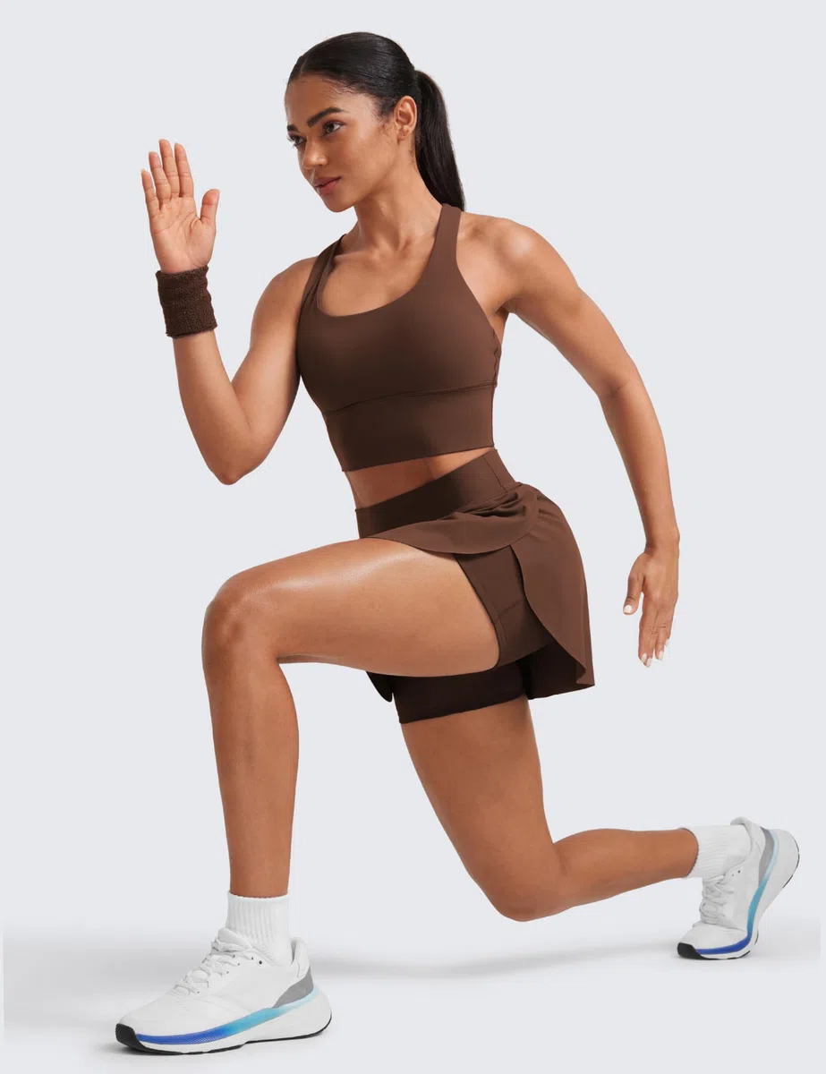 CRZ YOGA Gonne da Tennis per Donna Gonna-Pantalone a Vita Alta con Spacchi Laterali e Tasche
