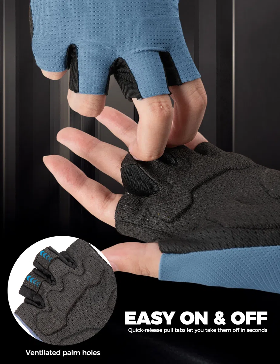 ROCKBROS Guanti da Ciclismo Mezze Dita, Guanti Sportivi con Imbottitura Ammortizzante, Traspiranti ed Elastici, Uomo e Donna, per Bici, Corsa, Palestra