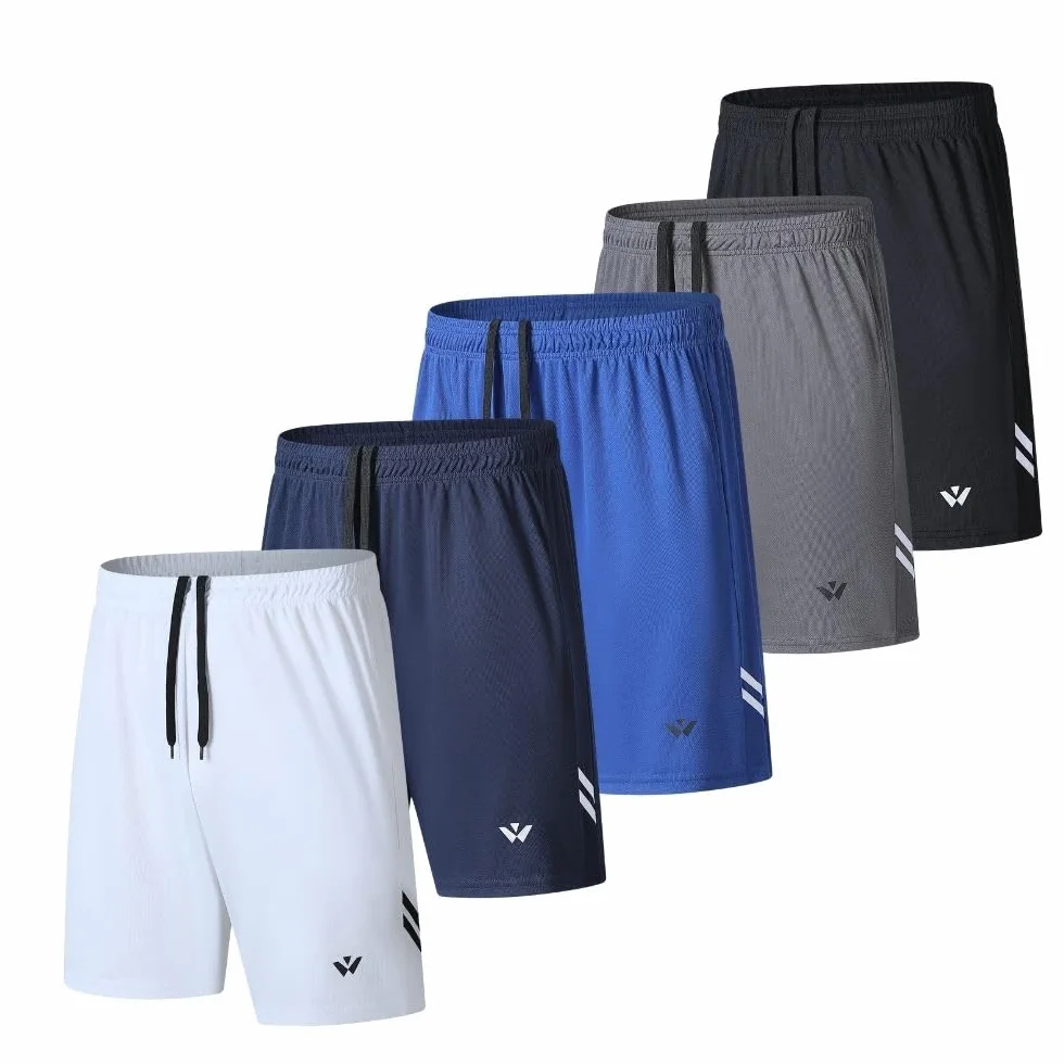 Confezione da 5 pantaloncini sportivi da uomo con tasche ed elastico in vita, pantaloncini da allenamento ad asciugatura rapida da corsa, M