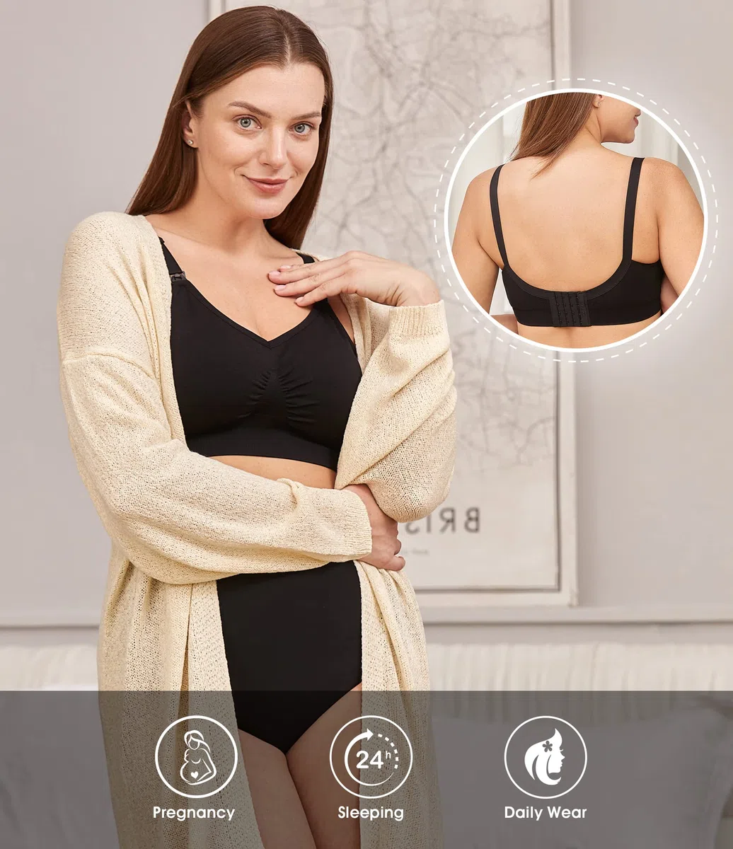 HOFISH Confezione da 3 Reggiseni da Donna, Senza Ferretti, Senza Cuciture, con ulteriori Estensioni per Reggiseno e Clip