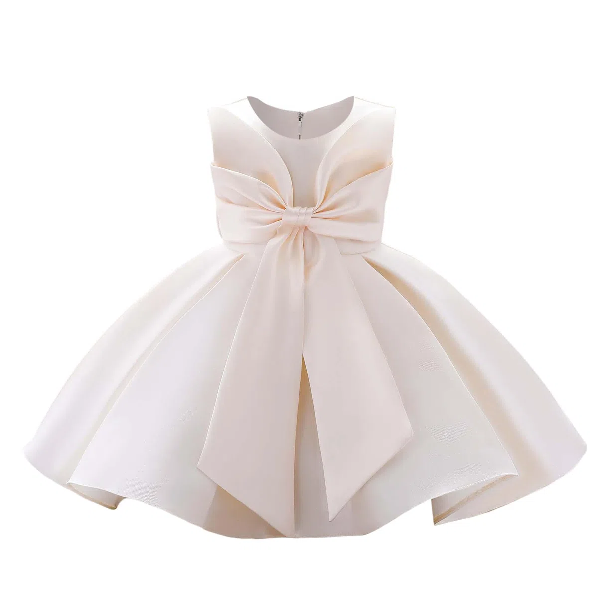 Generico Vestito Damigella Bambina, con Grande Fiocco Decorativo, Modello cerimoniale Elegante, Gonna principessina Adatta a Matrimoni ed Eventi Formali per fanciulle