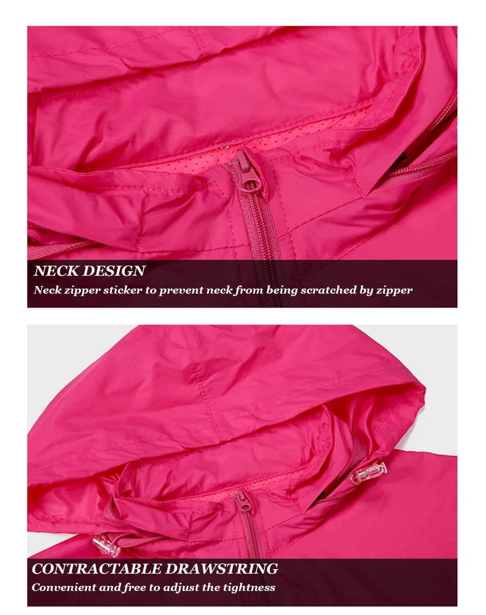 Giacche Donna Antivento - Giubbino Impermeabile Leggero Sportivo per Ciclismo Running Moto Richiudibile Modello, Rose Red-XL
