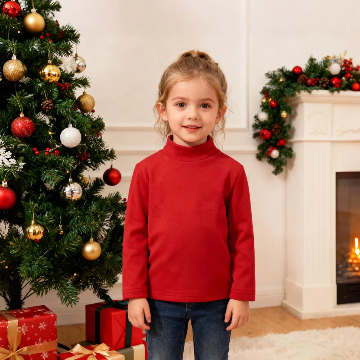 Volunboy Confezione da 3 Maglietta a Mezzo Collo Alto in Cotone per Bambini 1-6 Anni