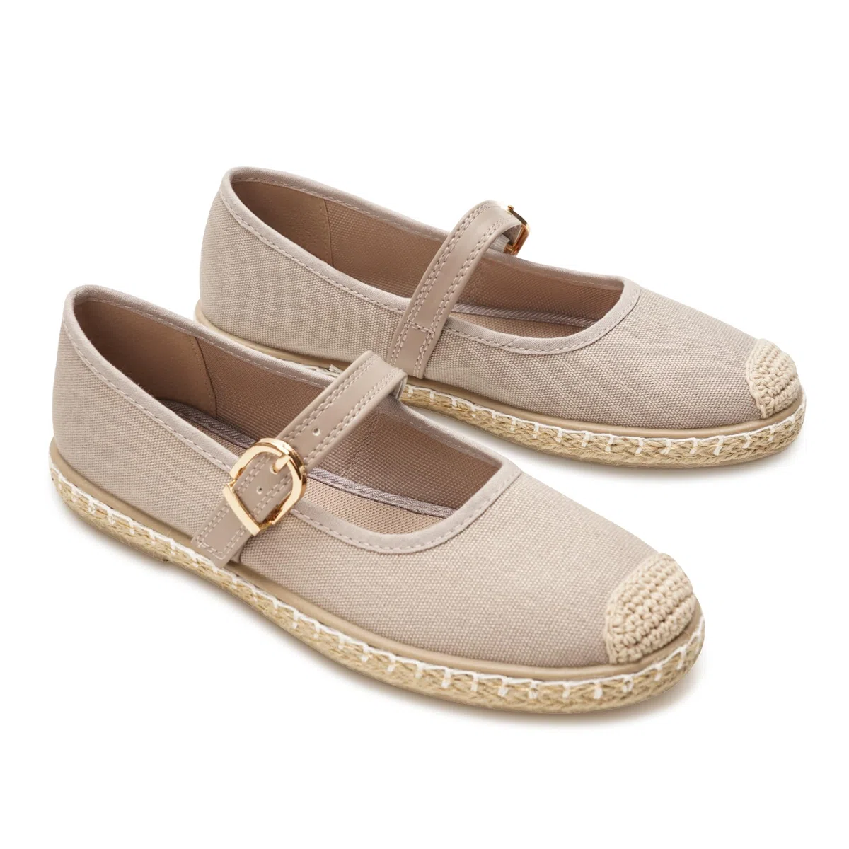 GLAMORA Espadrillas Classic con Fibbia, Stile Espadrille, Suola Sparto, Disponibile in Nero, Beige, Rosa e Grigio
