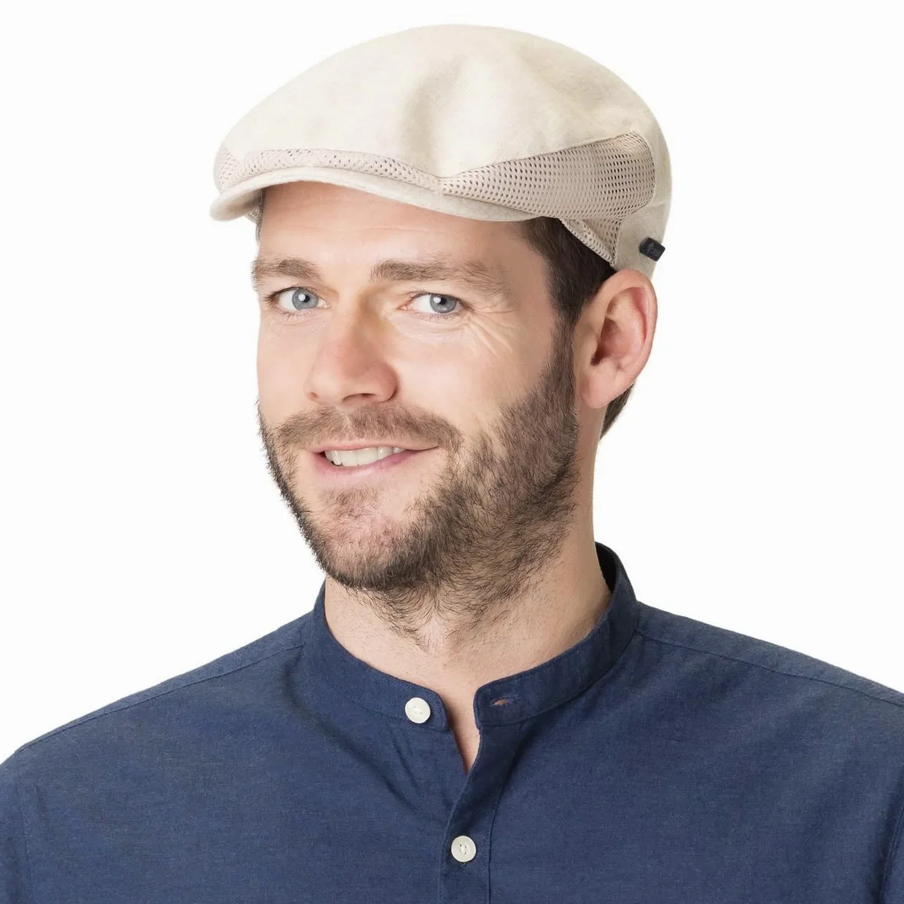 LIPODO Coppola Uomo Lino Beige Made in Italy 60% Cotone 40% Lino Berretto con Visiera Inserto e Fodera in Rete Estivo Primavera Estate