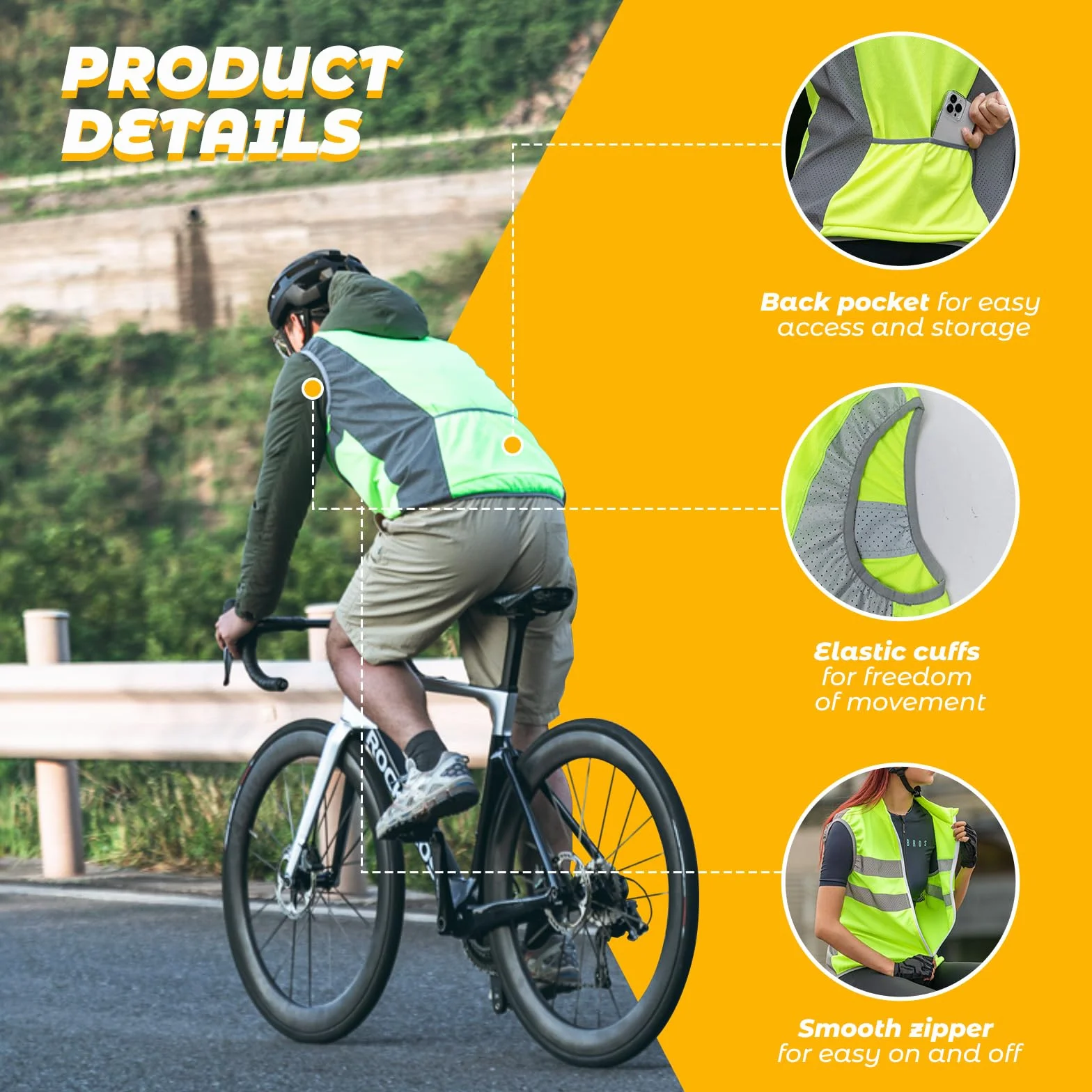 ROCKBROS Gilet Catarifrangente Uomo Donna, Gilet Antivento per Sport Ciclismo Running, Riflettente Traspirante, Grigio Verde