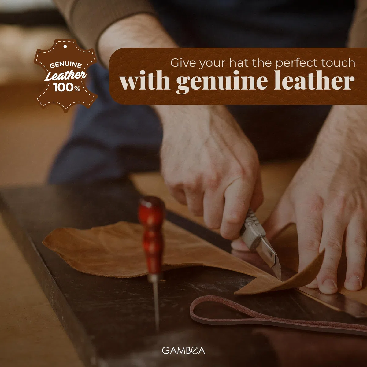 Gamboa 100% Pelle Cappello Sottogola Cappelli Cinghietta Cinghia Rimovibile per Cappello Cowboy e da Sole