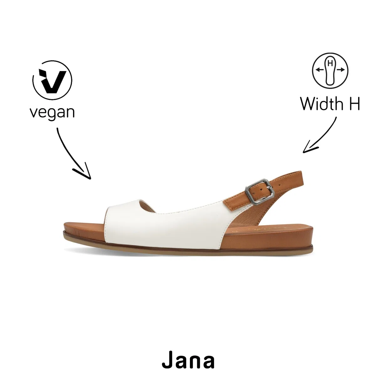 Jana Donna Sandali Bassi con Cinturino Regolabile Vegani
