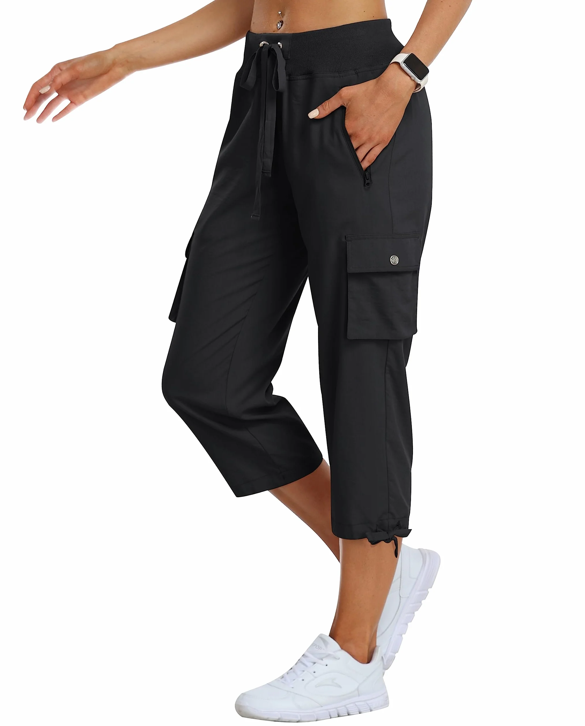 MoFiz Pantaloni Cargo Donna Capri Pantaloni Estivi 3/4 Leggeri Outdoor Escursionismo Pantaloni Traspiranti con Tasche Zip
