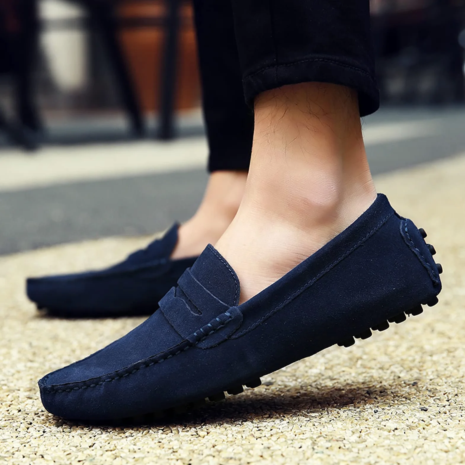 LZQpearl Mocassini Penny da Uomo, Scarpe Basse da Uomo in Pelle Scamosciata, Slip on Boat Deck Casual Mocassino Pantofole per Unisex Adulti E Adolescenti