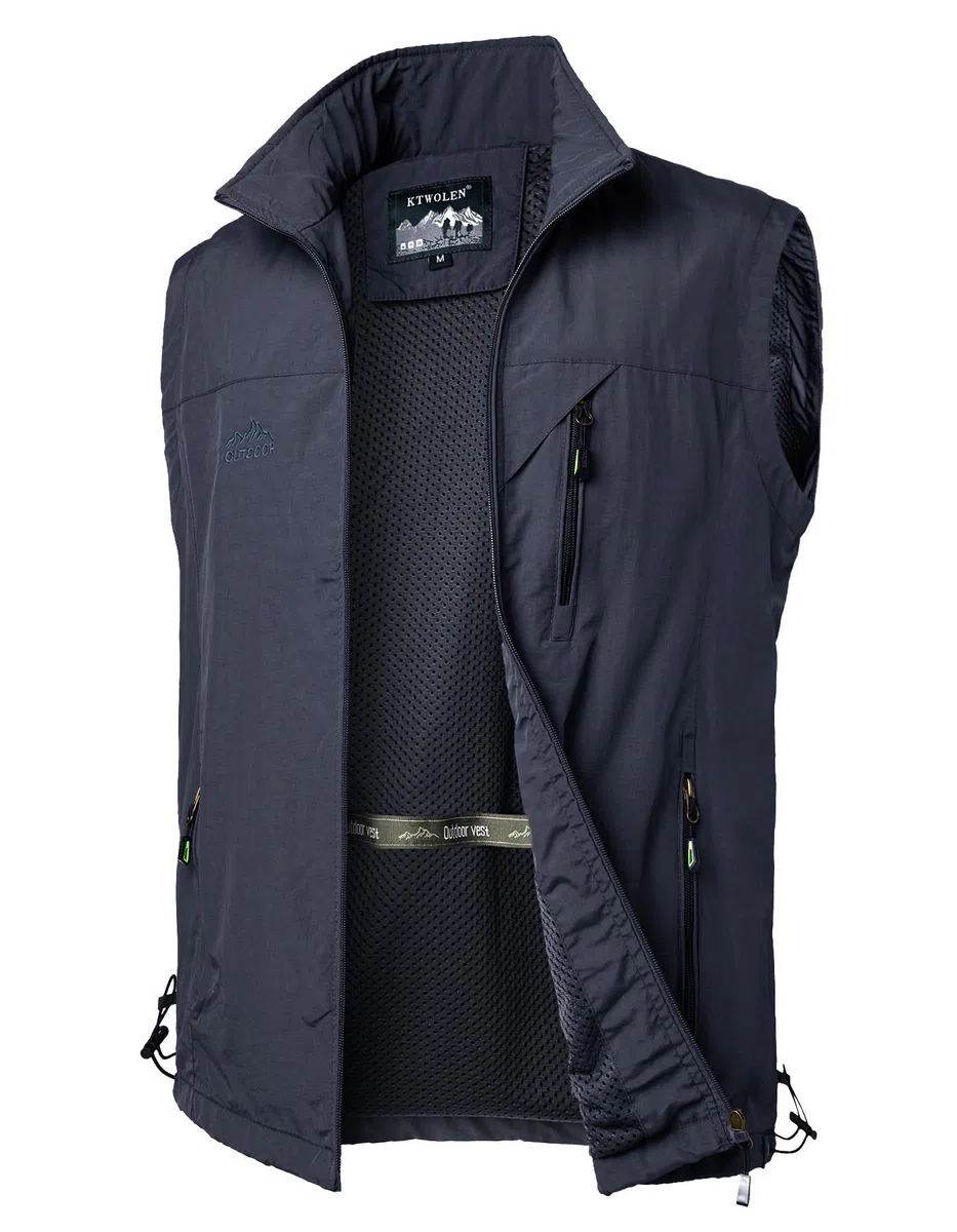 Gilet Uomo Tipo Caccia Estivo Leggero Gilet da Pesca da Uomo Gilet ad Asciugatura Rapida Giubbotto da Fotografico Giacca Lavoro Senza Maniche