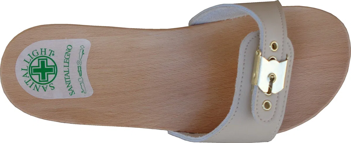 Sanital Light - Zoccolo in Legno Art. 100 - Tomaia Pelle Beige - 41