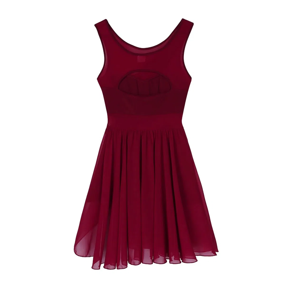 Body Pattinaggio Abito da ballo lirico da donna, elegante, senza maniche, in chiffon elasticizzato, for balletto, for adulti, pattinaggio, danza moderna, abbigliamento da ballo contemporaneo(Wine Red,