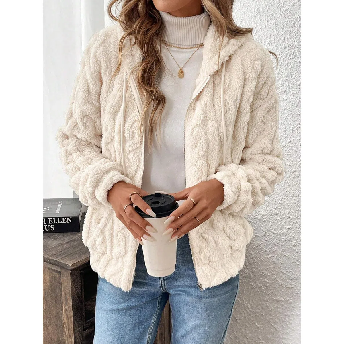 Yeenily Felpa Pile Donna con Zip Giacca Pile con Cappuccio Invernale Donna Giubbotto Invernale Felpa A Cappuccio con Tasca