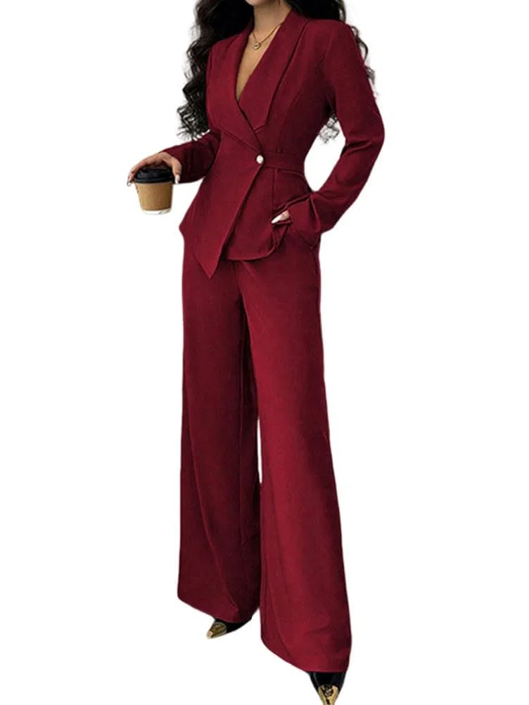 ORANDESIGNE Tailleur Donna Elegante Curvy Tailleur Pantaloni e Giacca 2 Pezzi Ufficio Completo Due Pezzi Set Cerimonia Feste Matrimonio