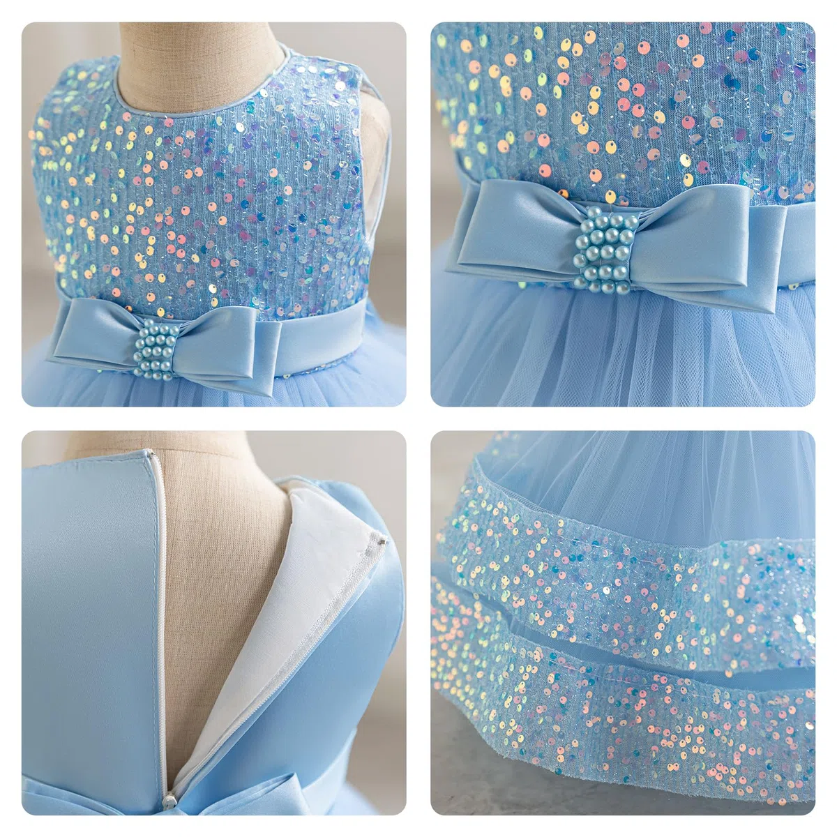 Miipat Vestito da Bambina Paillettes Tulle Senza Maniche Abito da Principessa per Bambina Ragazze in età Prescolare Vestiti da Festa Formali per Compleanni Matrimoni e Concorsi di Bellezza