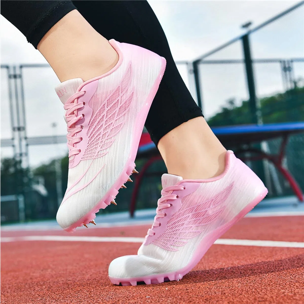 Scarpe di Atletica Leggera 8 Chiodi Donna, Antiscivolo Scarpe da Campo Sprint per corsas su Breve Distanza Ragazzi Ragazze