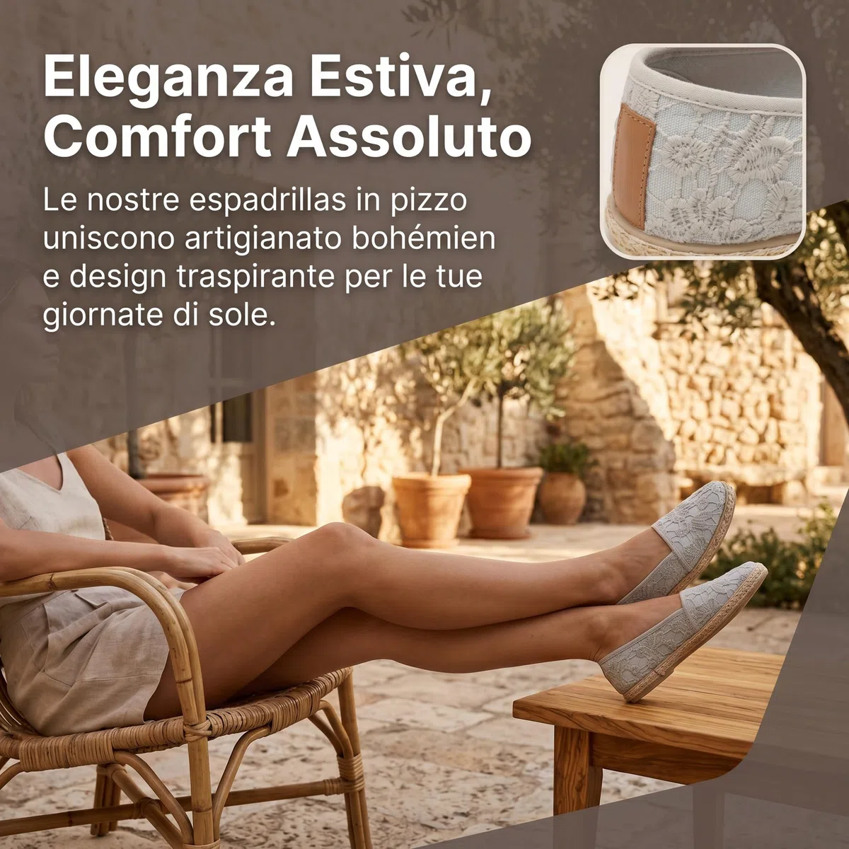 GLAMORA Espadrillas Donna Ballerine Traforate Pizzo Traspirante Slip On Scarpe Estive Leggere Comode Suola Antiscivolo Gomma Calzature Basse Casual Eleganti