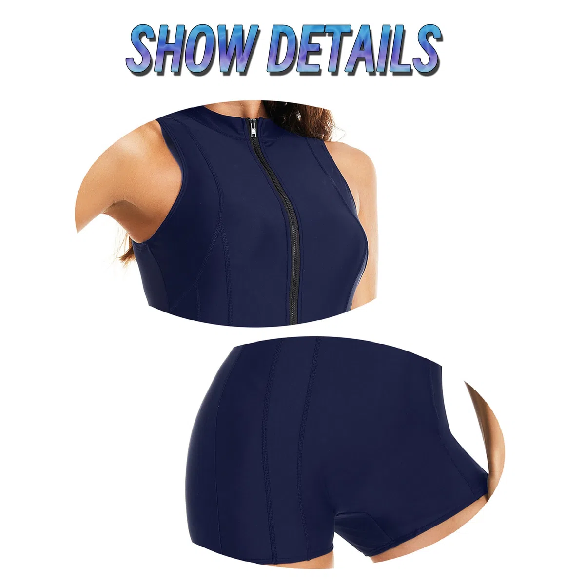 Costumi da Bagno da Donna,Senza Maniche,Pantaloncini Medi/Corti,Collo Alto,Costume da Bagno Monokini da Ragazza