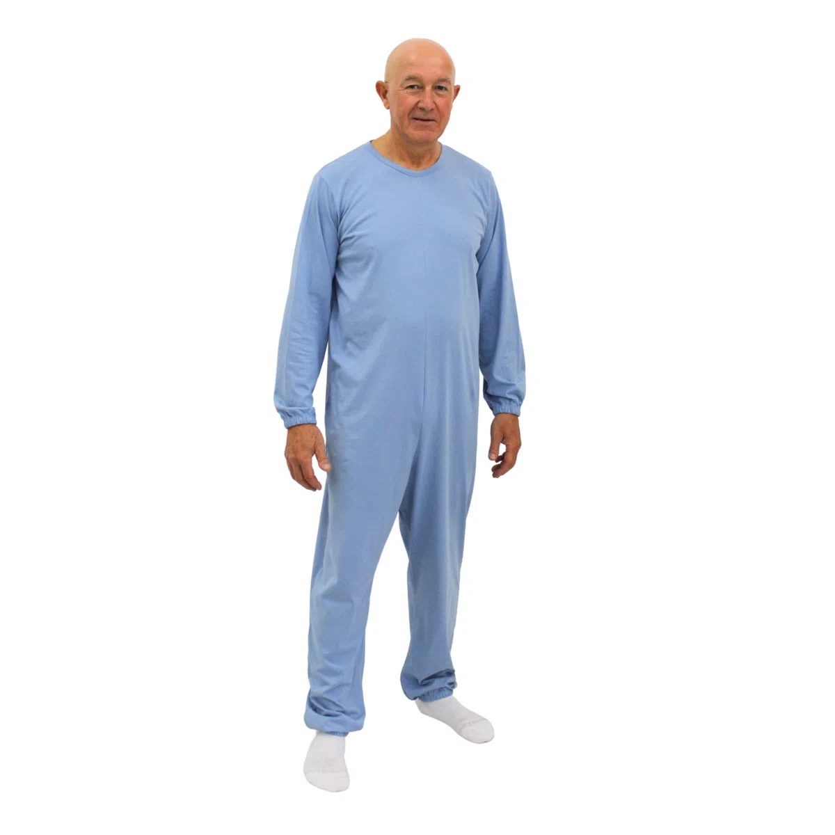 FERRUCCI COMFORT Pigiama Sanitario Girocollo con Cerniera Posteriore per Anziani, Alzheimer, Demenza - 9015/1-100% Cotone - Manica Lunga Pantalone Lungo