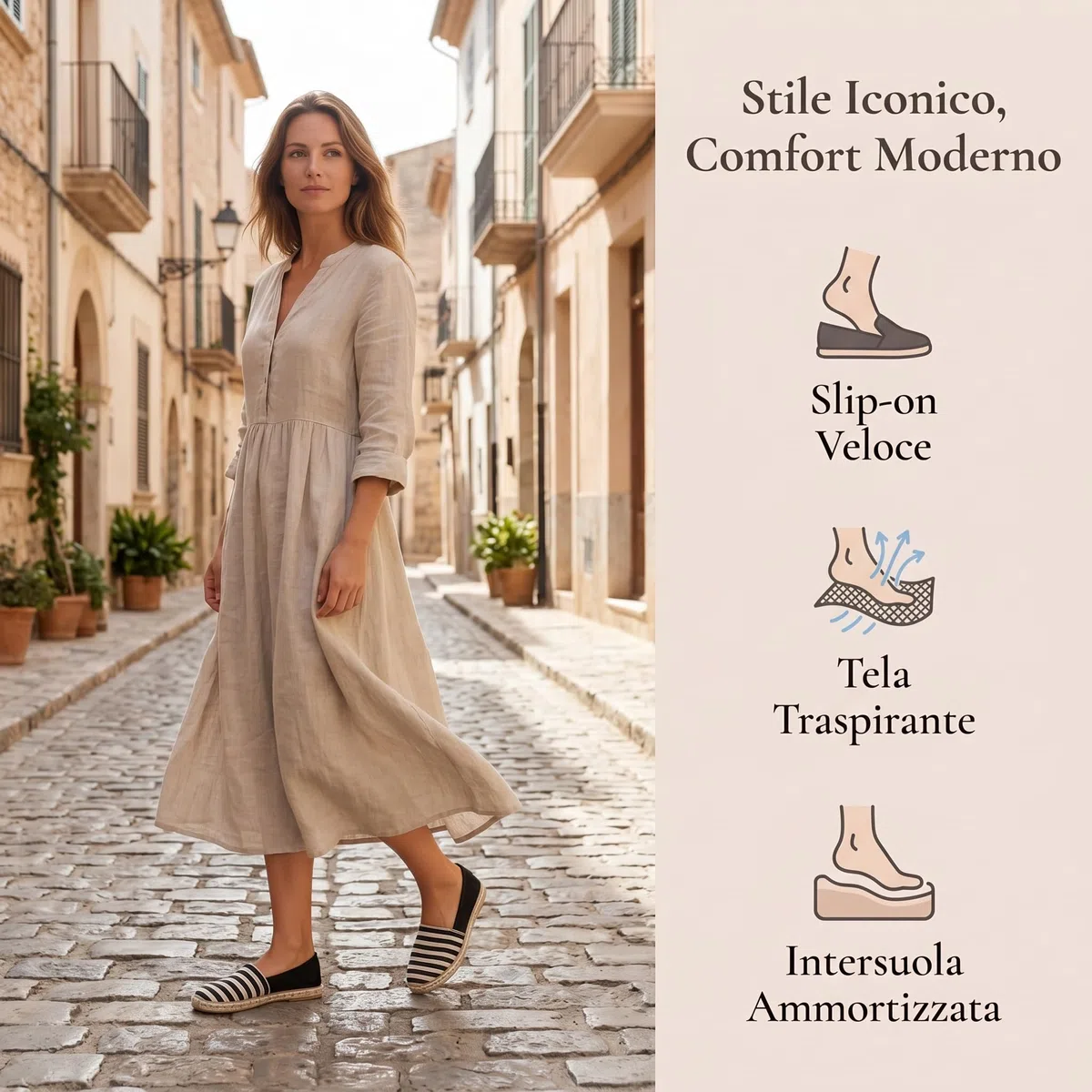 GLAMORA Espadrillas Donna Righe Ballerine Slip On Scarpe Basse Tela Mocassini Estivi Leggere Traspiranti Comode Suola Gomma Antiscivolo Calzature