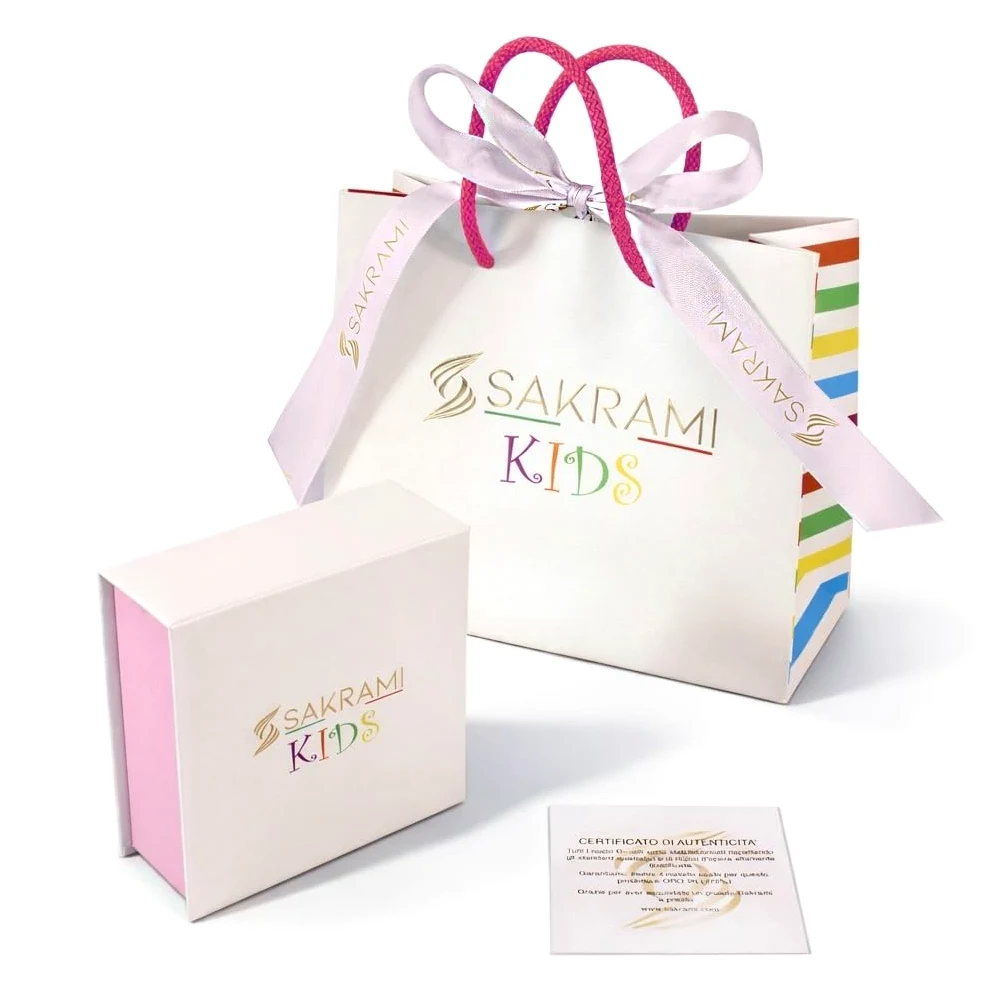 Sakrami Bracciale Rosary in Argento 925 con Orsetto Teddy Smaltato e Piastrina Incidibile per Bambini Kids Collection Regalo Personalizzato - Braccialetto per Nascita Comunione Battesimo Compleanno