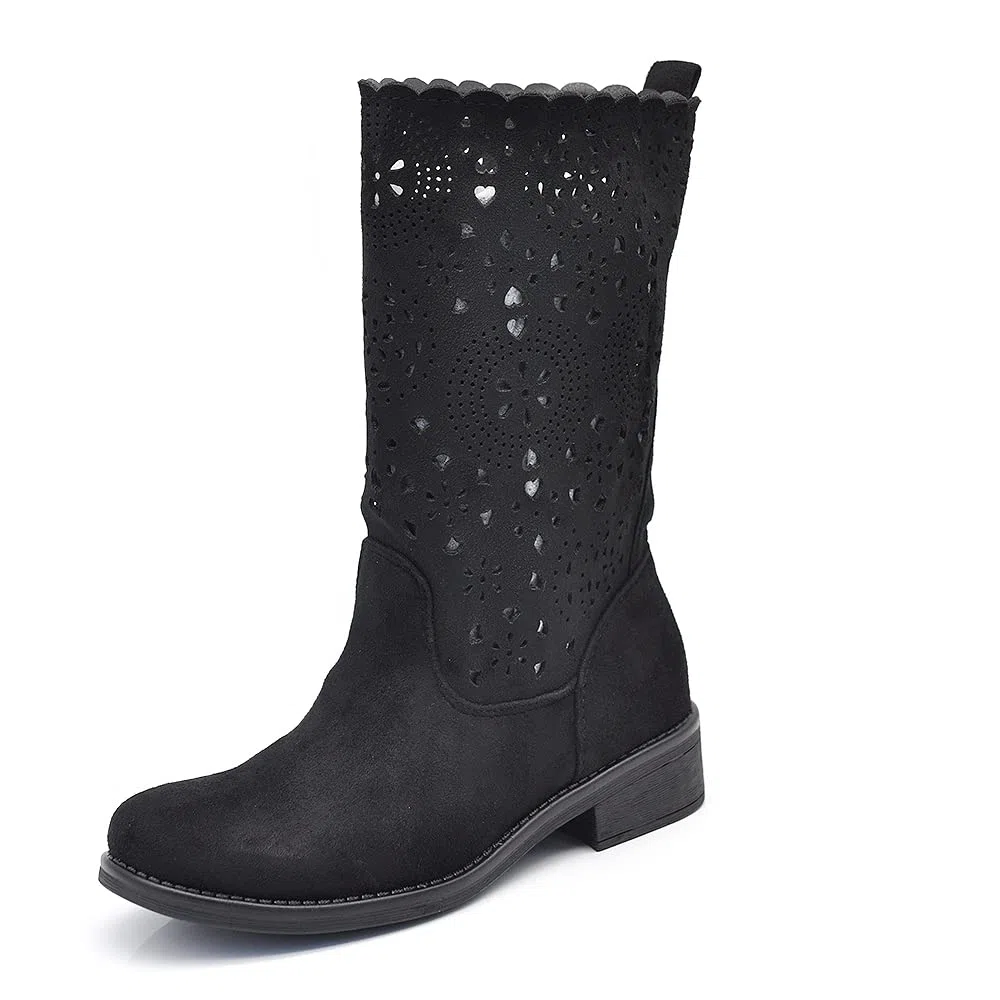 IF Fashion Scarpe da Donna Stivali Primaverili Estivi Traforati Al Polpaccio Biker Fibbie Anfibi LY70-1