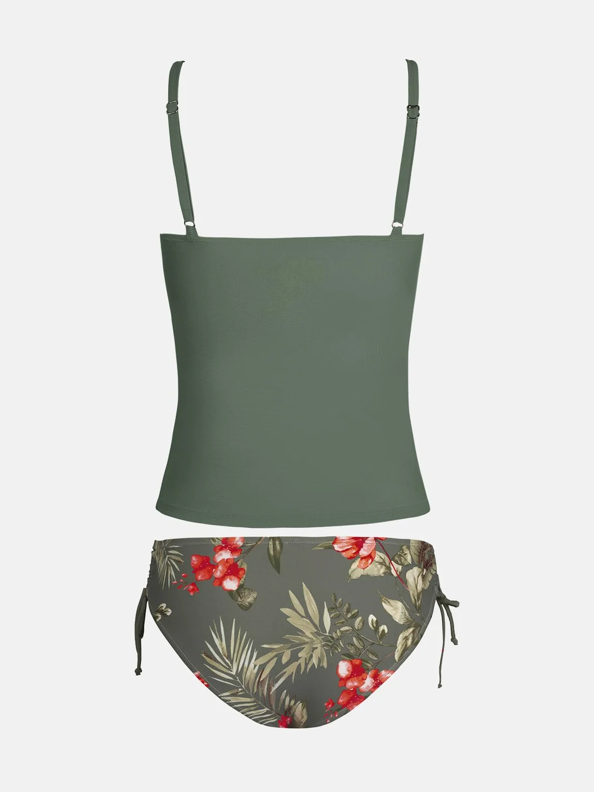 CUPSHE Tankini da donna Set due pezzi costume da bagno girocollo increspato cinghie regolabili coulisse vita media