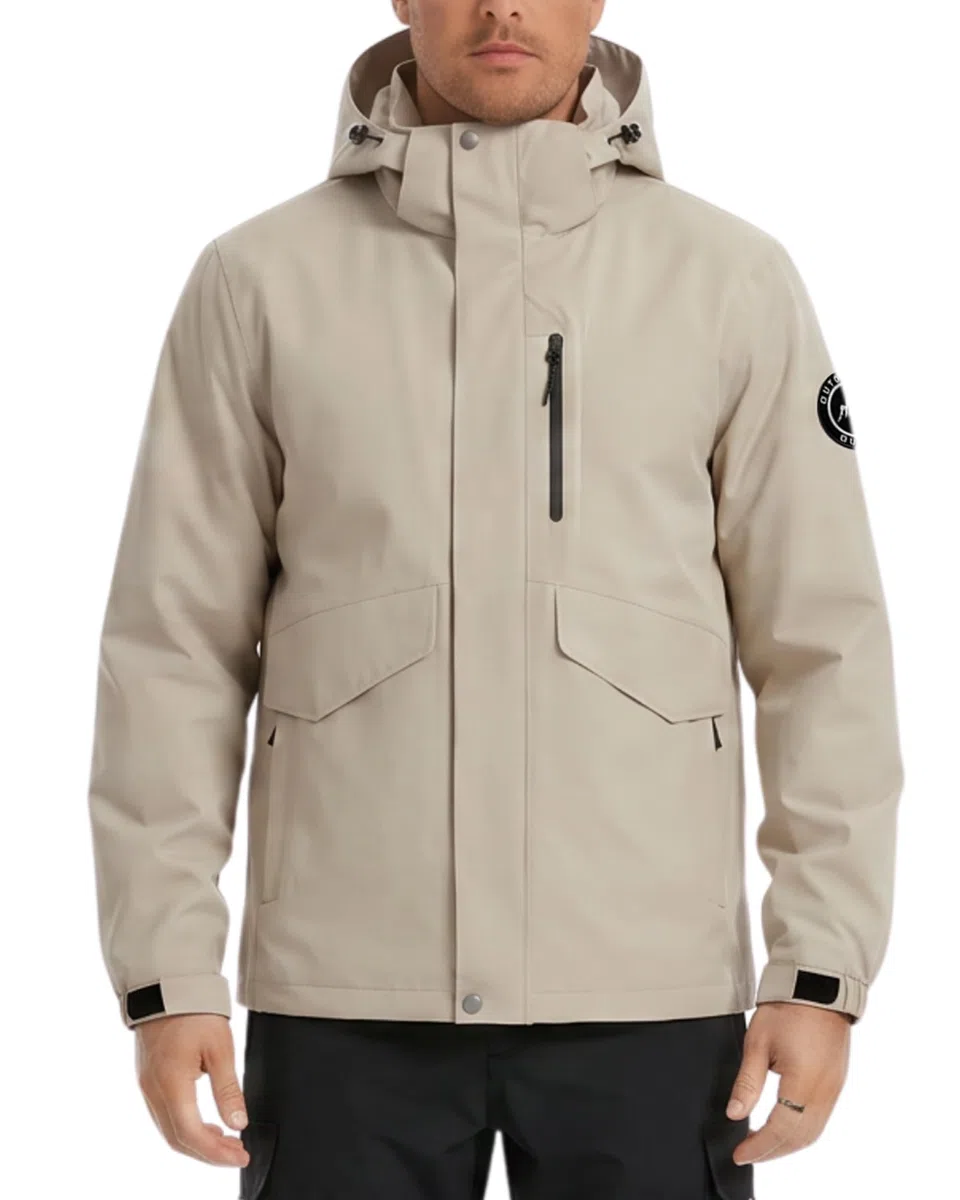 AMZSPORT Uomo Antipioggia Impermeabile Antivento con Cappuccio Leggera e Comprimibile Traspirante per Escursionismo,Corsa,Viaggi,Trekking