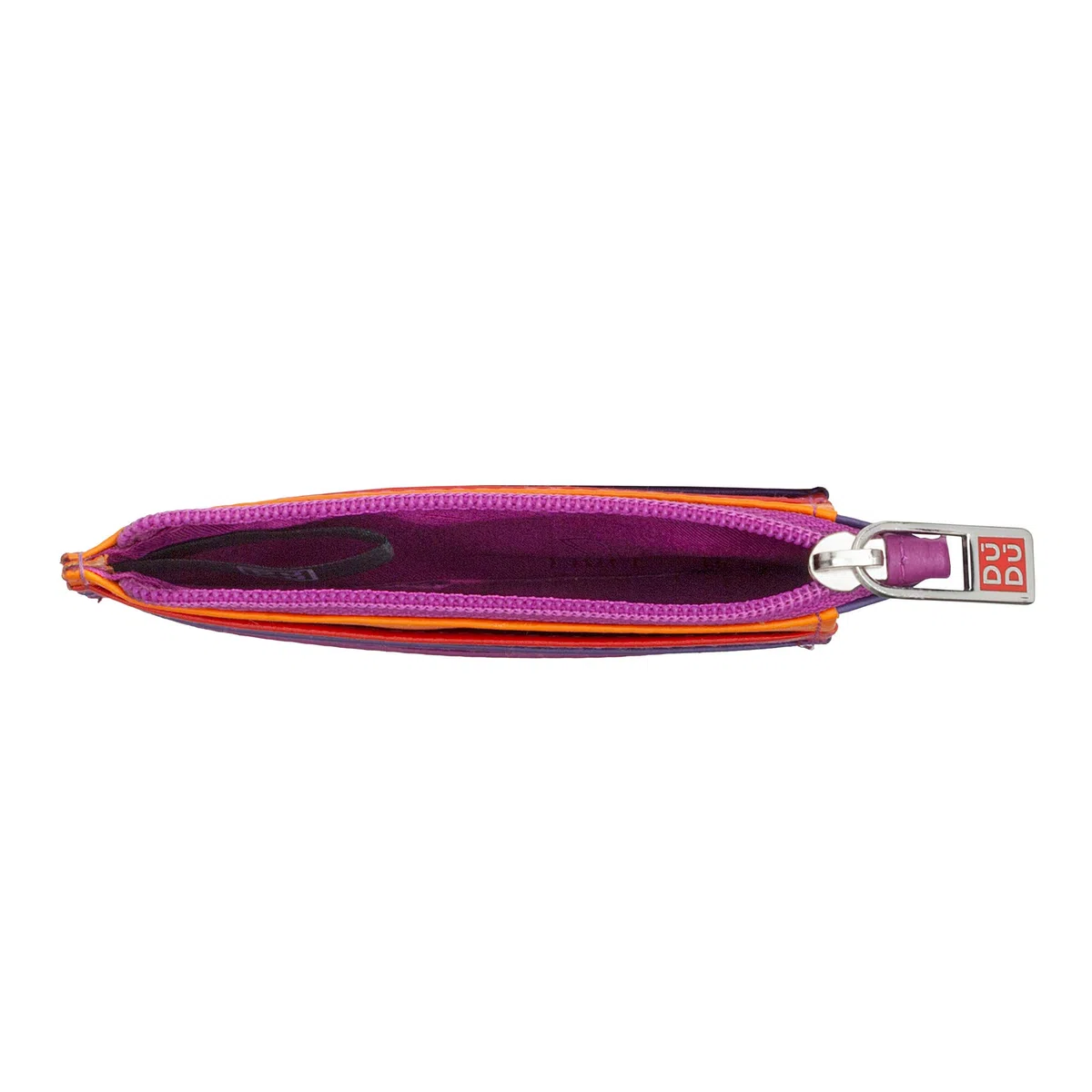 DuDu Bustina porta carte di credito in vera pelle colorata portafogli con zip Fucsia