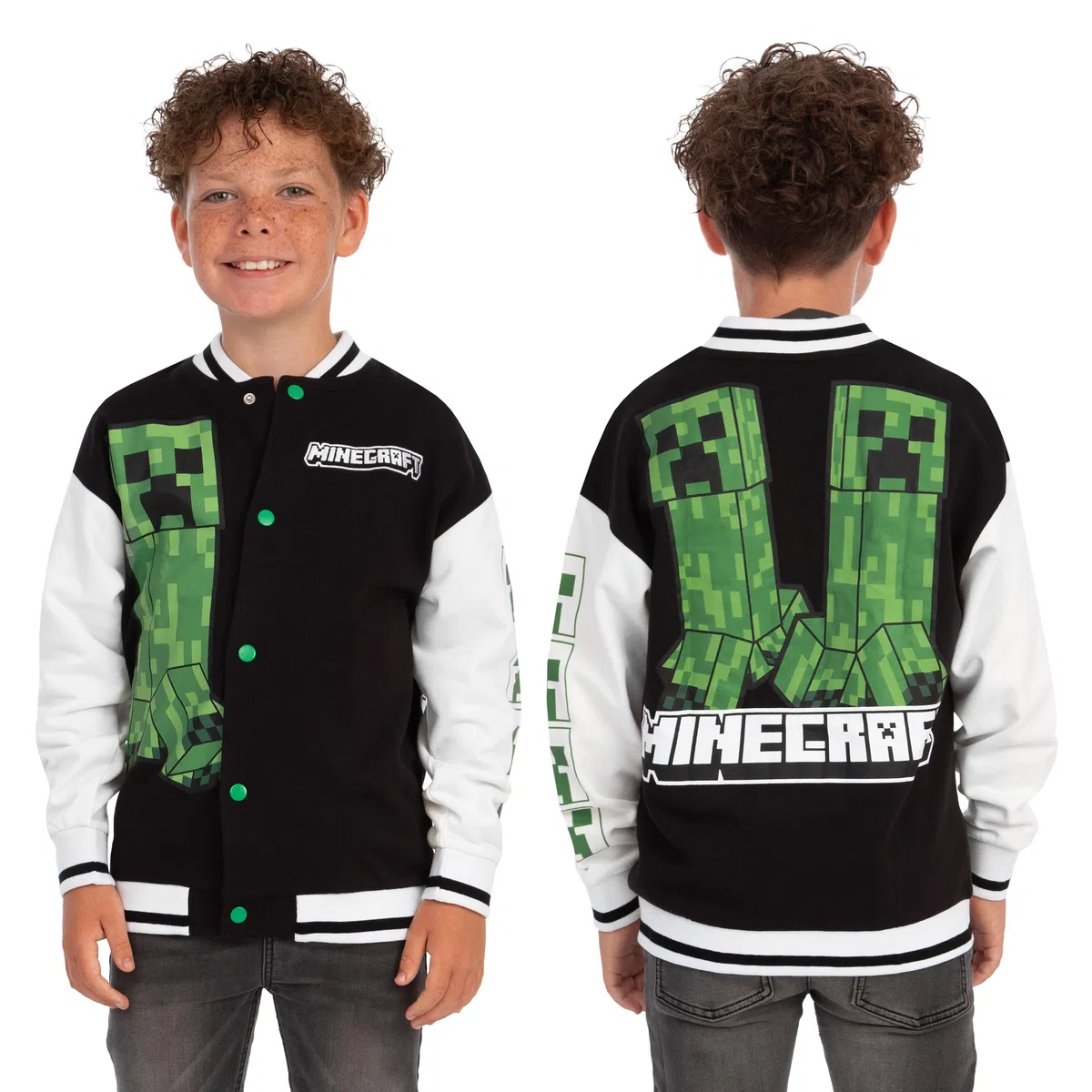 MINECRAFT Giacca Ragazzo, Giaccia Bomber Creeper, Giubbotto Ragazzo Cotone