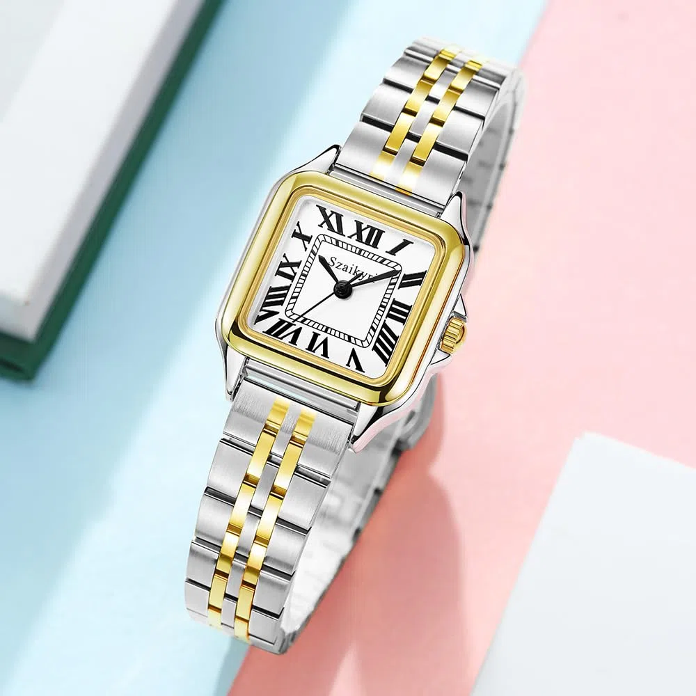 Szaikyri Quadrato Classico Orologio Donna con Numeri Romani Cronografo da Donna Casual