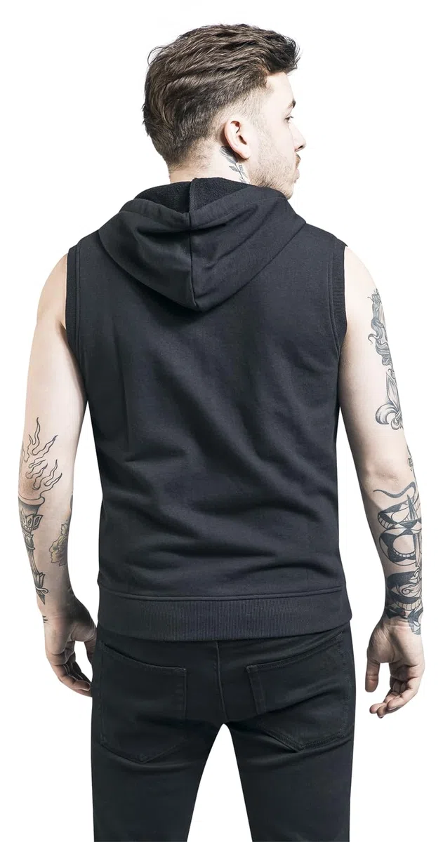 RED by EMP Uomo Gilet Nero con Cappuccio