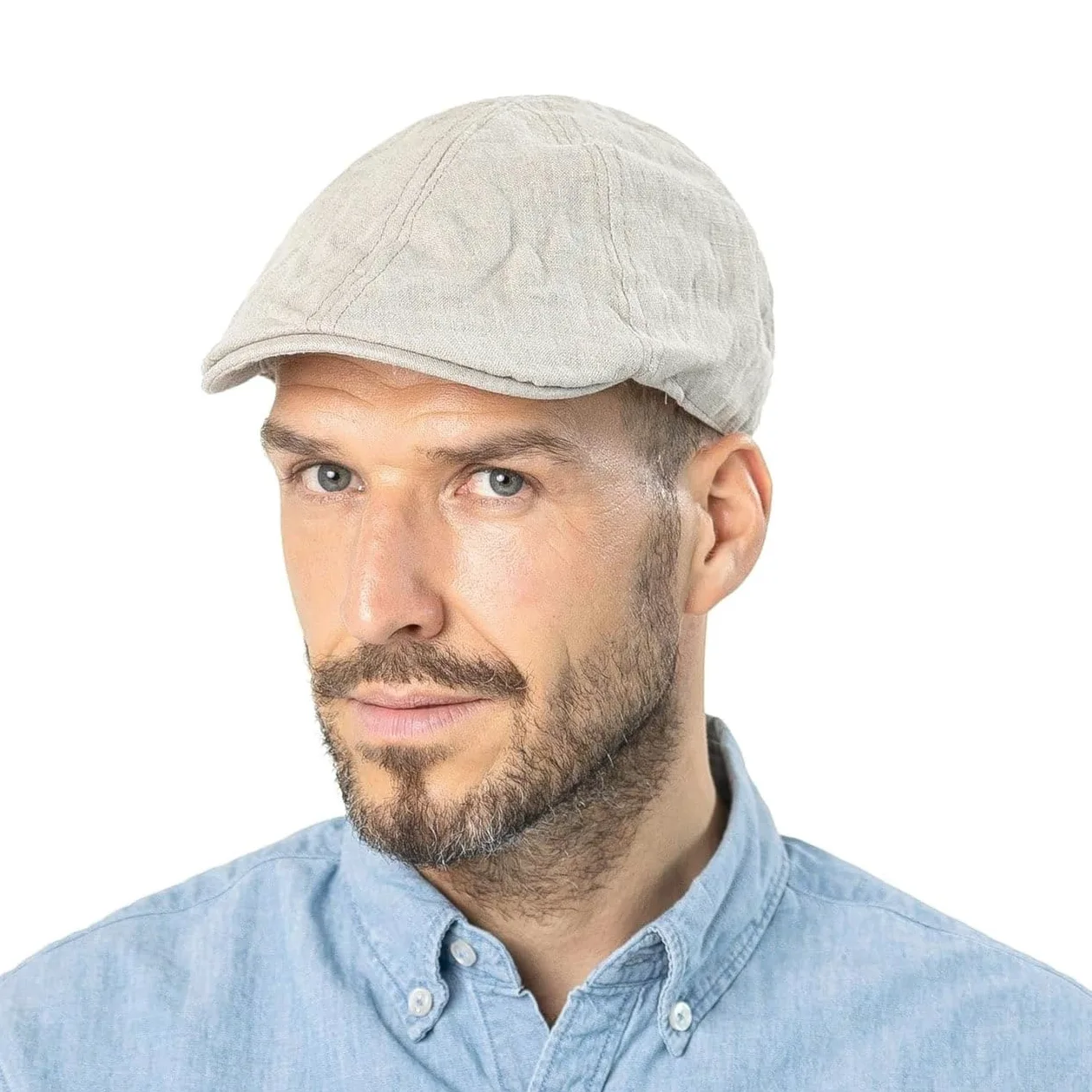 LIPODO Coppola Uomo Lino Berretto Estivo Beige Blu Scuro Visiera Traspirante Primavera Estate