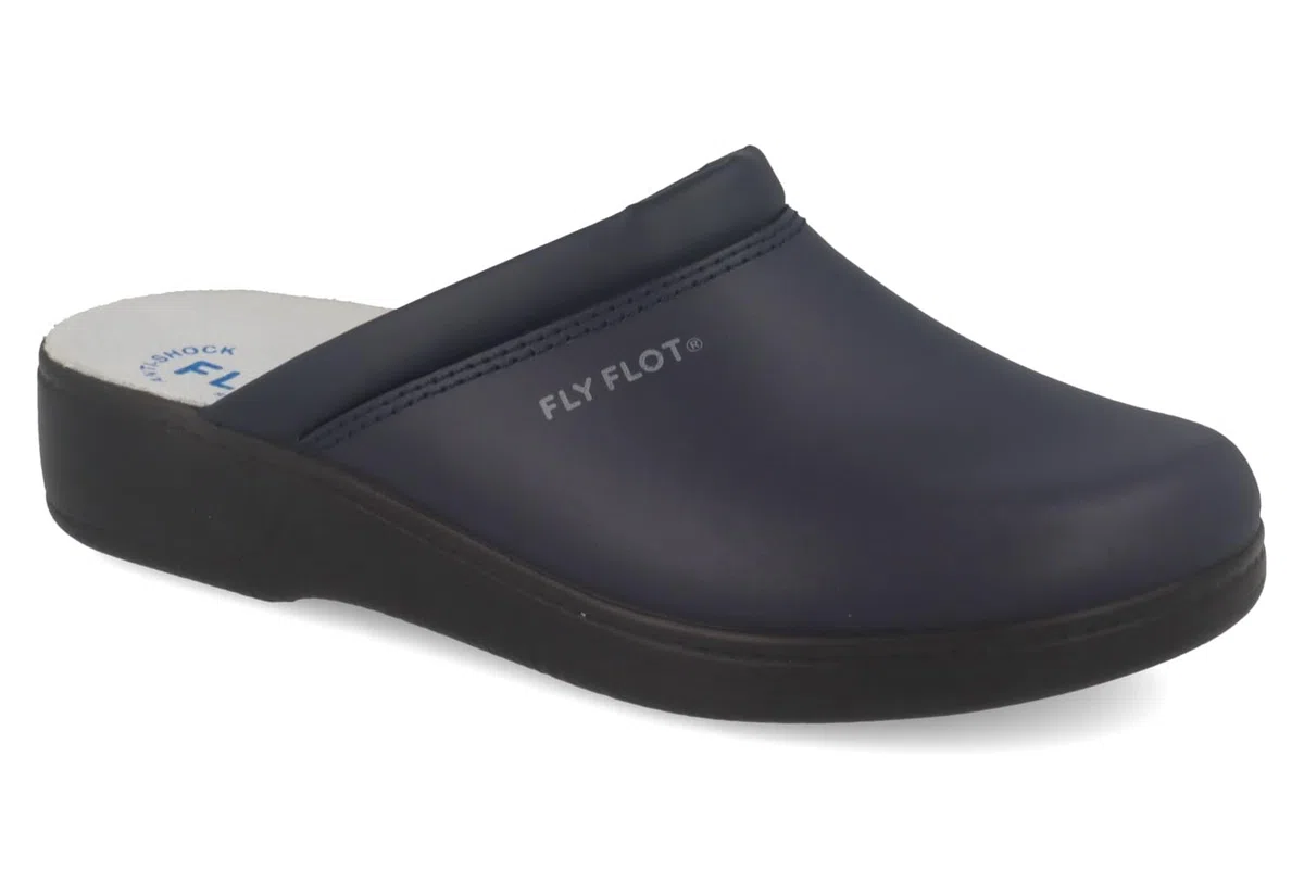 Fly Flot | Man Professional, Zoccoli Sanitari Uomo, Ciabatta con Tomaia in Pelle e Sottopiede in Pelle Scamosciato, Blu, 40