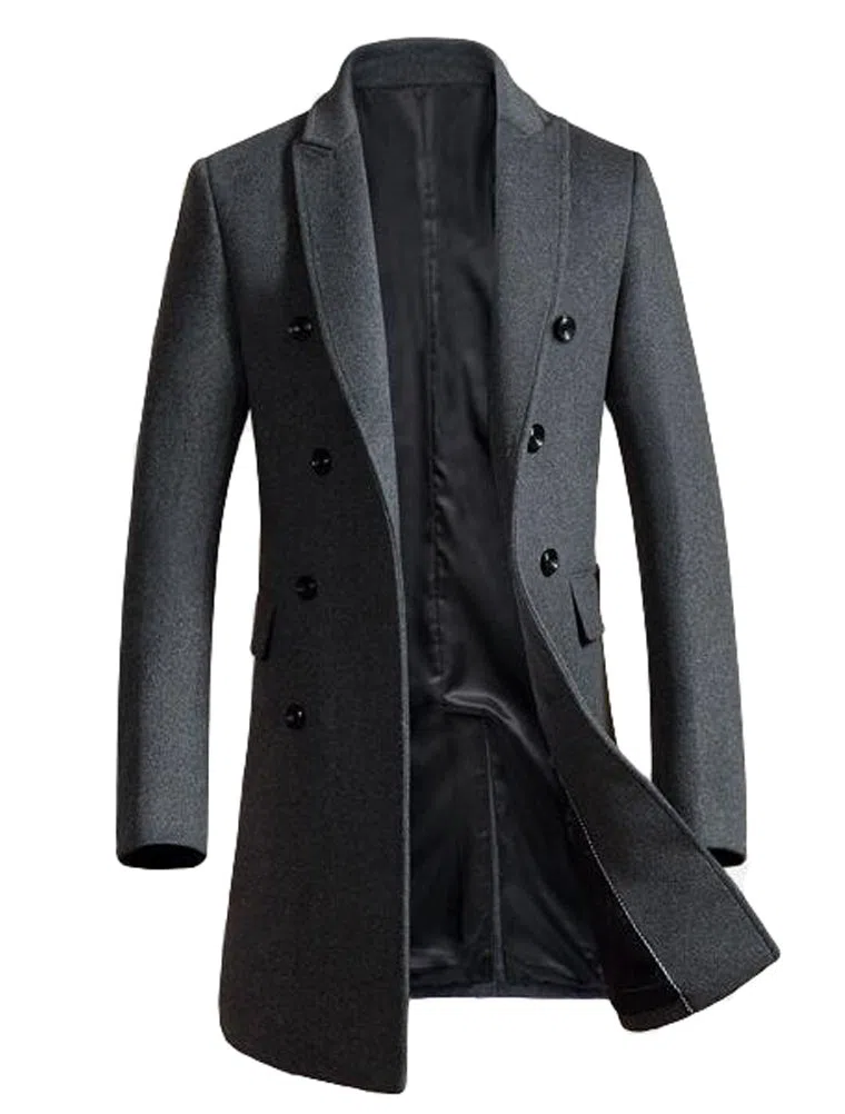 Vogstyle Uomo Monopetto Cappotti Lana Sottile Cappotto Trench Casuali