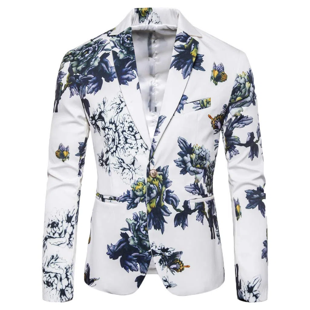 Blazer Da Uomo Slim Fit Leggera Estivo Formale Giacca Da Abito Casual Monopetto Blazer Da Uomo Giacca Elegante Formale Eleganti Elastico Blazer Elegante Stampa Fiori Wedding Business