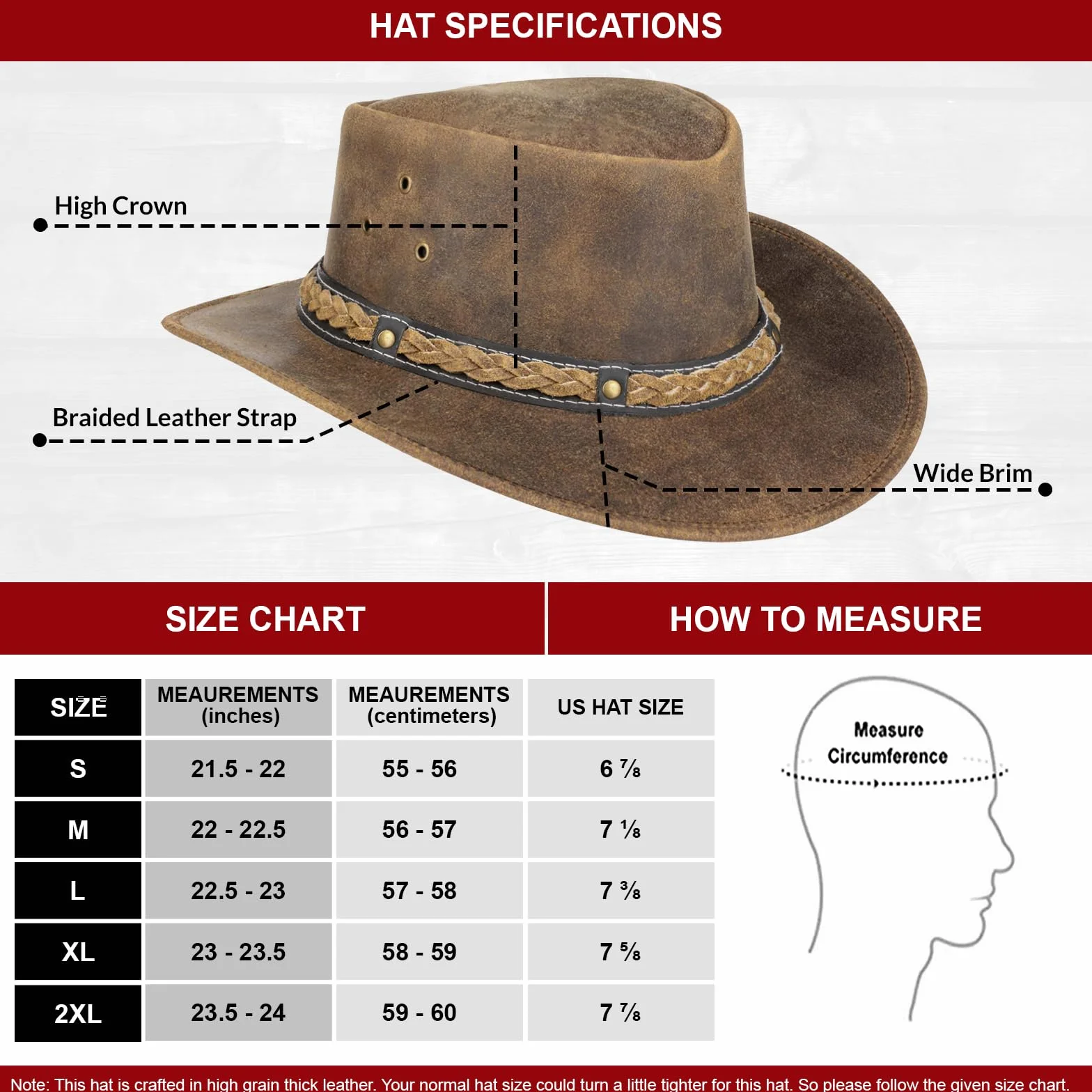 Pamposh Cowboy Cappello per Uomo e Donna-Premium Pelle Australiano Cappello-Fatto a Mano Leggero Western-Modellabile Tesa Larga Cowgirl