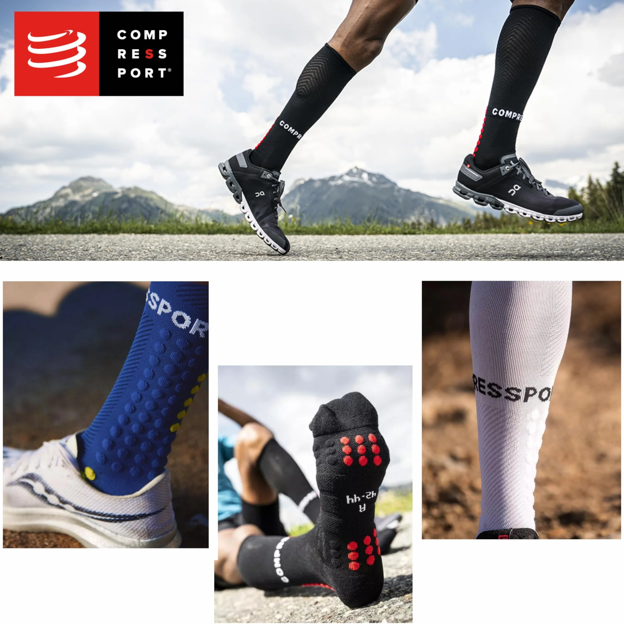 COMPRESSPORT Full Socks Run Calze di compressione unisex - Supporto muscolare - Running e triathlon per allenamento e competizione - Ultra leggero