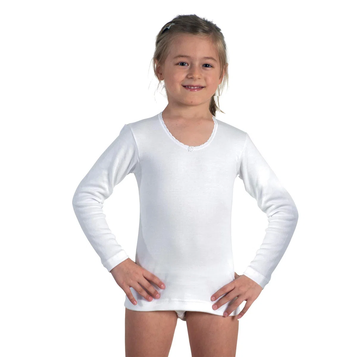 ROSSOPORPORA, 6 Maglie Interne Bimba a Manica Lunga in Caldo Cotone Bianco. 5 Anni