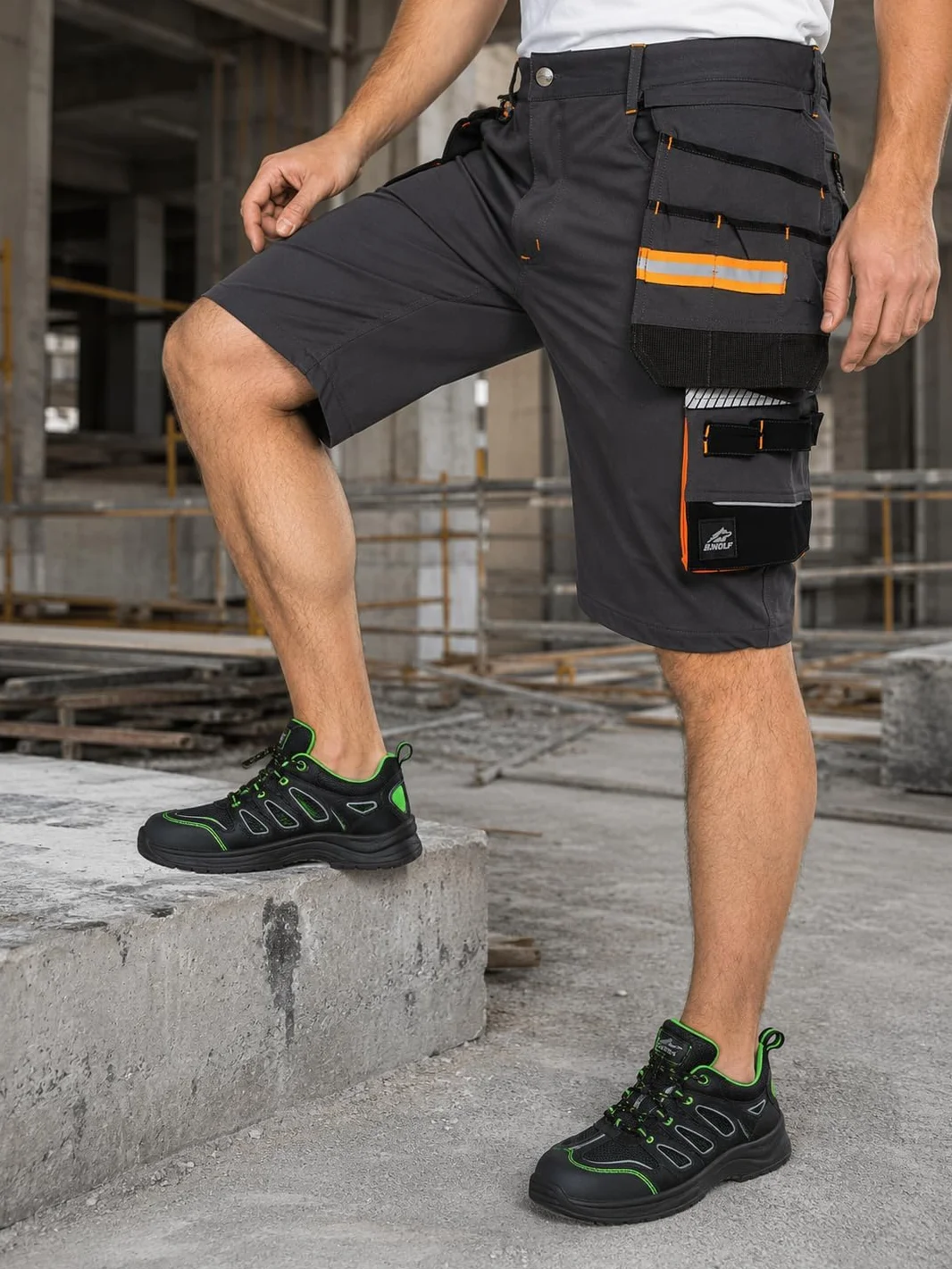 BWOLF Vector Pantaloncini da Lavoro da Uomo, Robusti e Flessibili, 90% Nylon, 10% Elastan, Leggeri, Elastici, con Molti Tasche