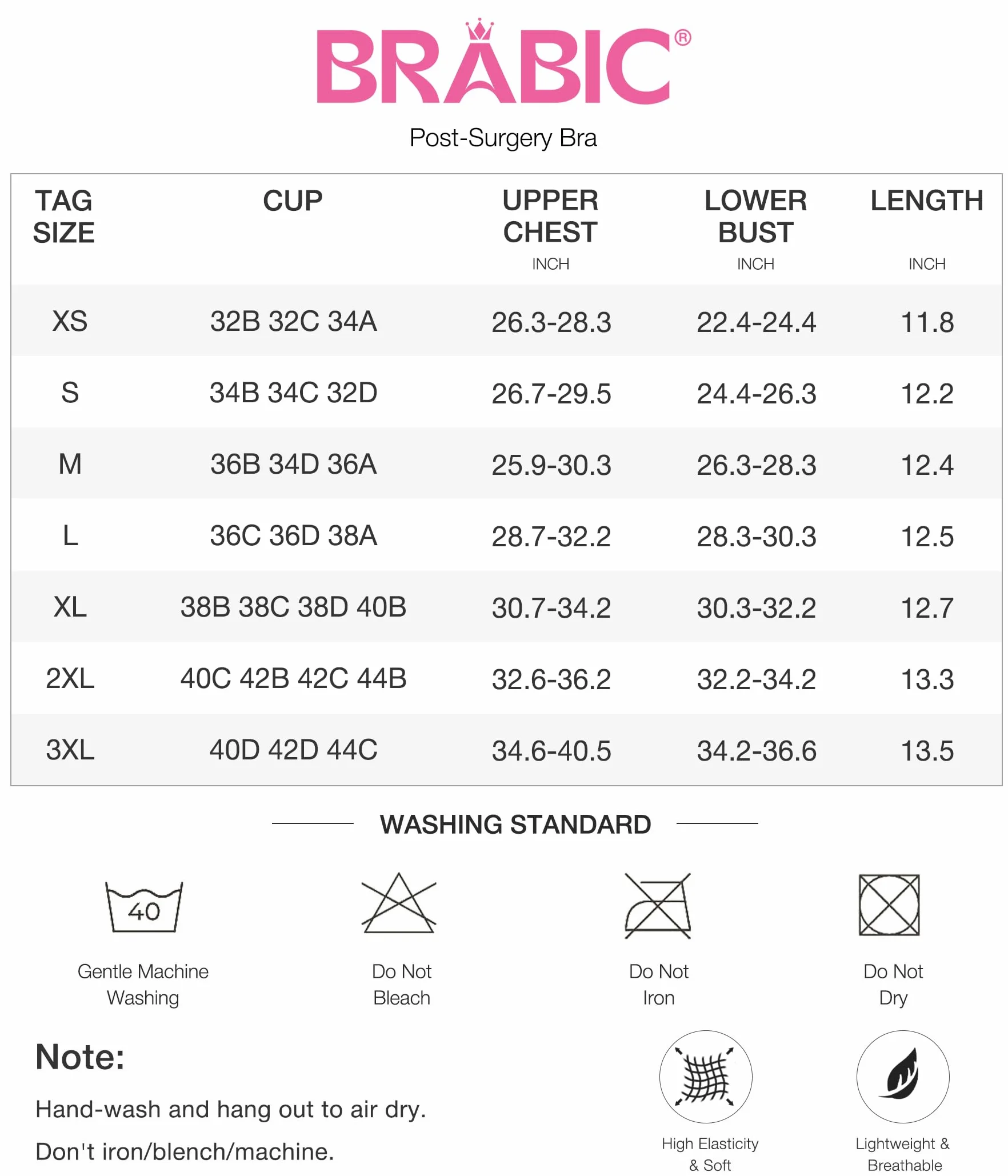 BRABIC Womens' Front Closure Post-Surgery Posture Corrector Bra Copertura Completa Donna