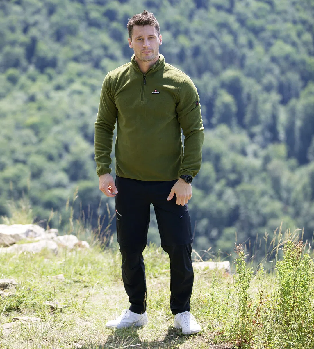 Höhenhorn Skyja Felpa in micropile da uomo, per autunno e inverno, con mezza zip
