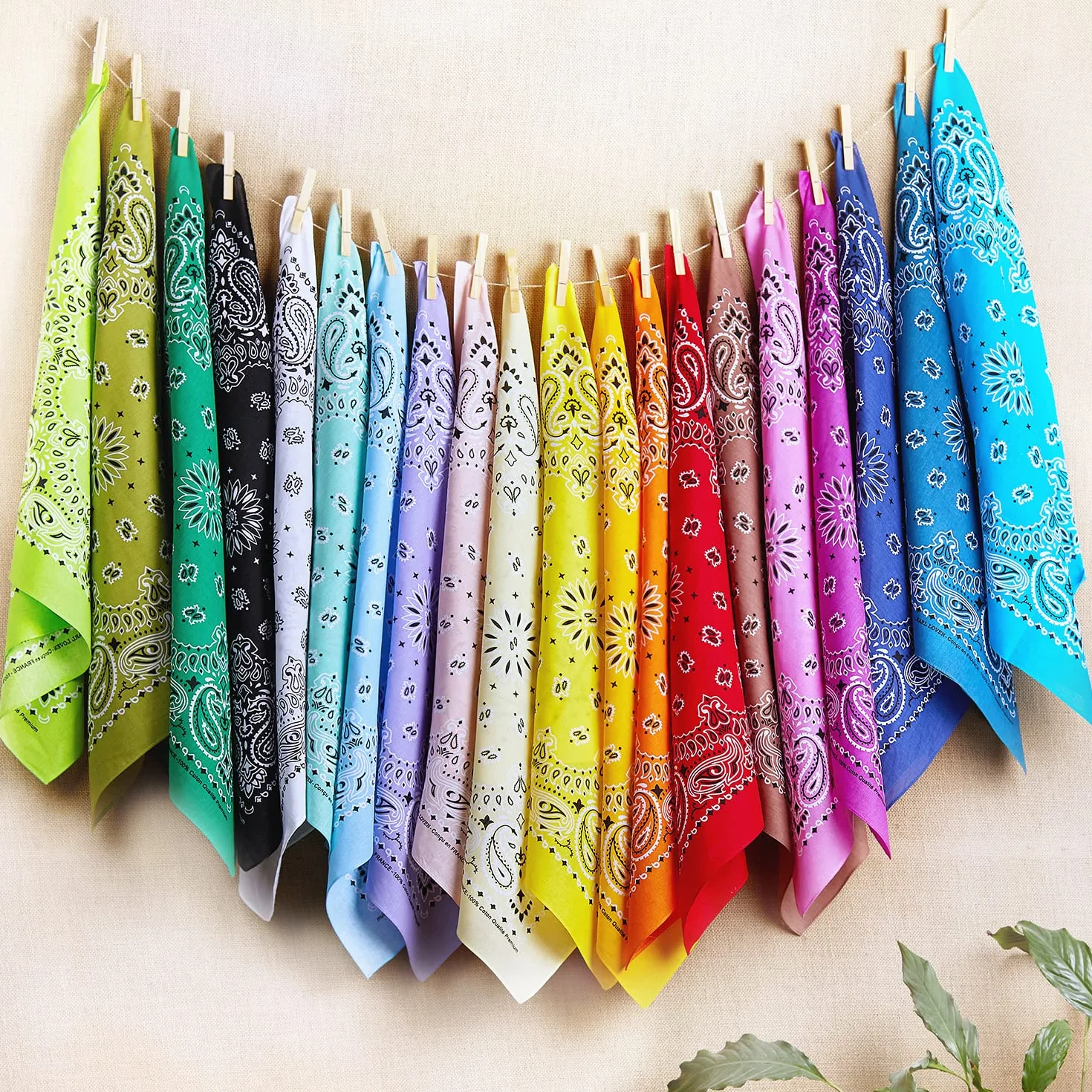 BANDANA set da 5 10 20 - Motivo Paisley Mandala - 100% Cotone - Spessore Superiore - 20 Colori Esclusivi